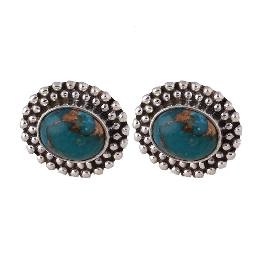 Silver,Solid Earring Turquoise Top Quality Gemstone Earring 925-Silver Sterling Earring (Simple &amp; Handmade Earring)Bestseller2021Etsy