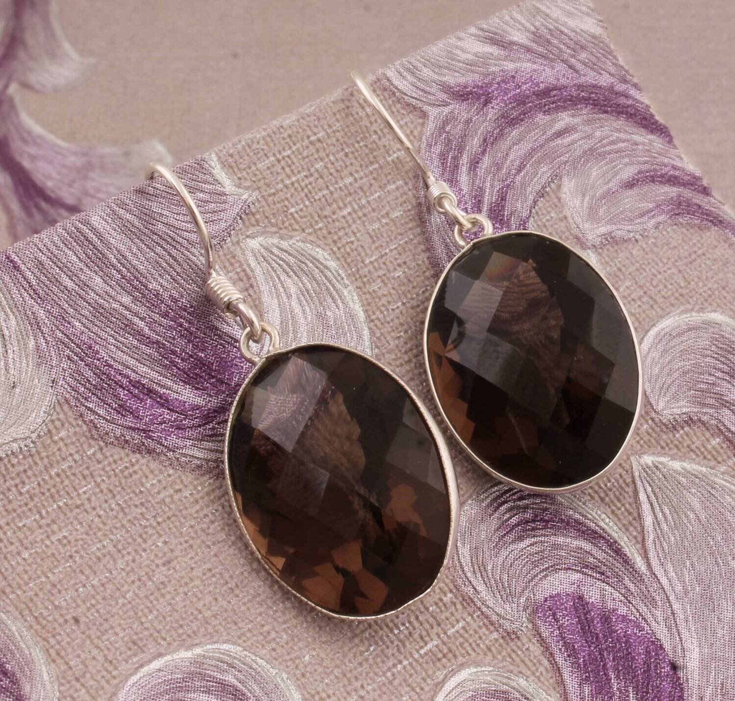 Natural Smokey AAA+Quality Gemstone Earring 925-Sterling Silver Earring,Antique Silver Earring Beautiful Gift Earring One-Of-KindCyber2021