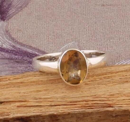 Natural Citrine Top Quality Gemstone Ring Oval With Cut Faceted Stone Ring 925-Antique Silver Ring Middle Finger RingCyber2021Birthstone