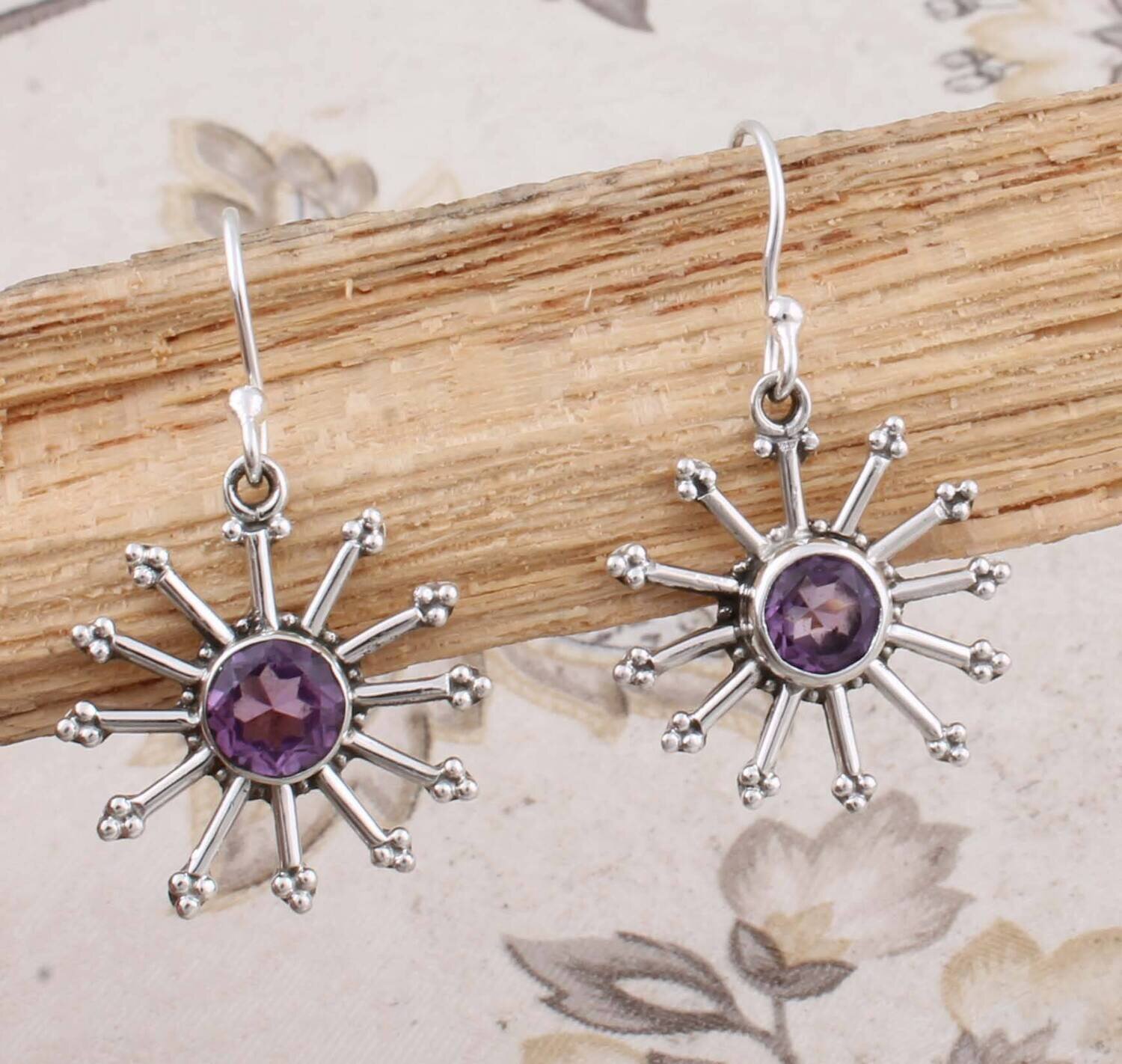 Natural Amethyst Top Quality Gemstone Handcrafted Earring Cut Stone Boho Earring 925-Antique Silver Earring Etsy Cyber Valentine's Day Gift