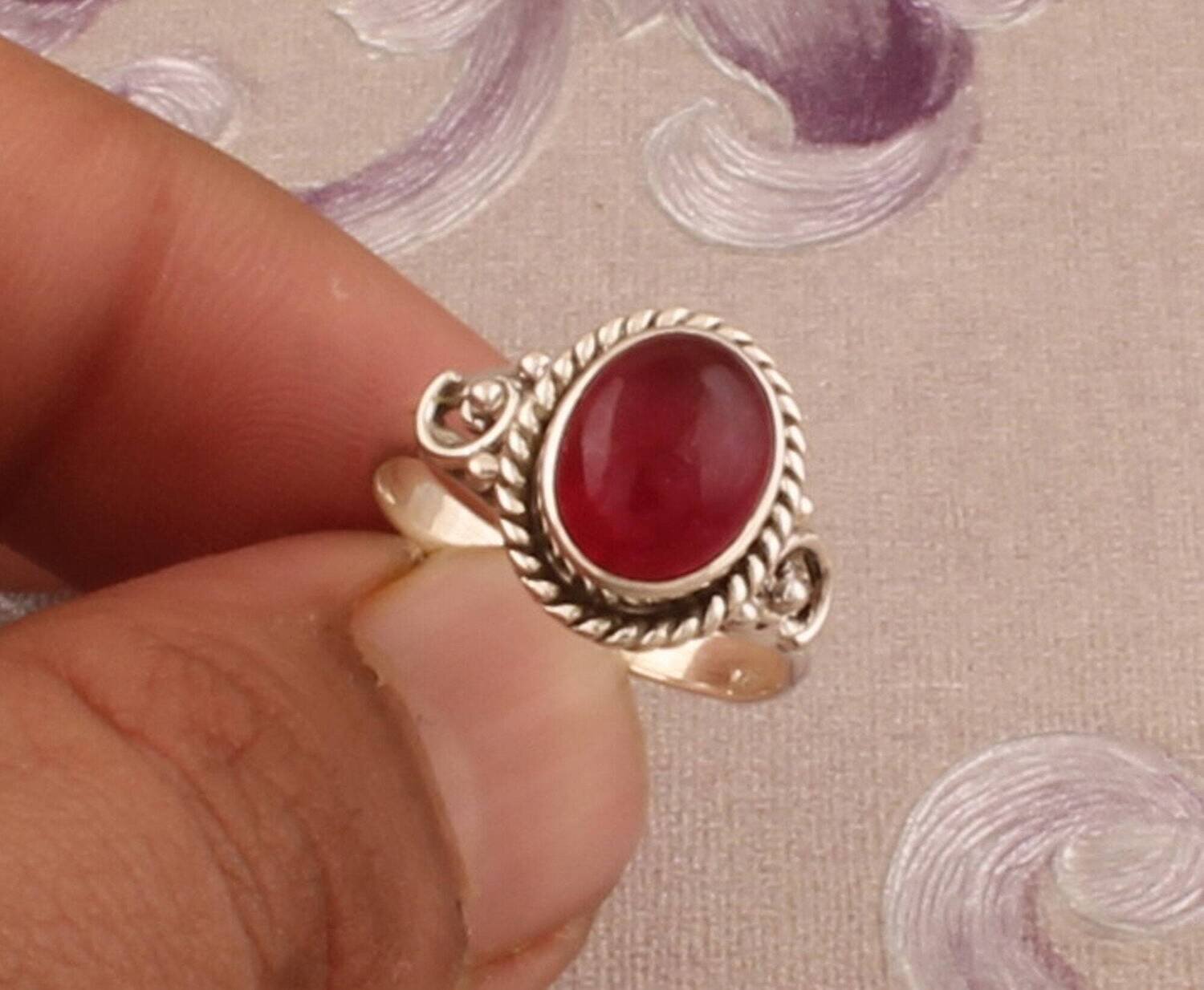 925 Sterling Silver Ruby Jade Oval Shape Gemstone Ring, Designer Handmade Gemstone Silver Ring, Women Jewelry Gift For Her, Etsy Cyber 2021