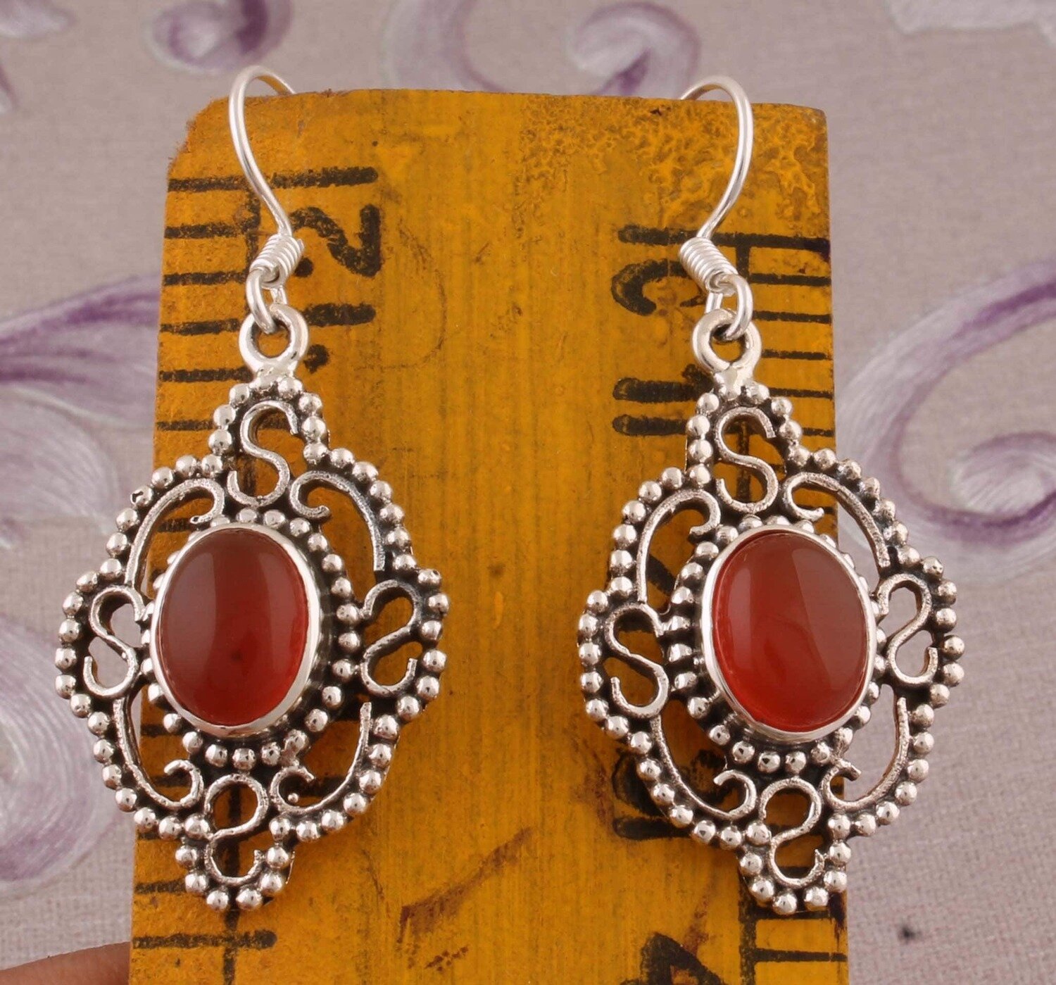 Amazing Red Onyx Top Quality Gemstone Earring 925-Sterling Silver Earring,Antique Silver Earring,Wedding Beautiful Earring Gift For Her