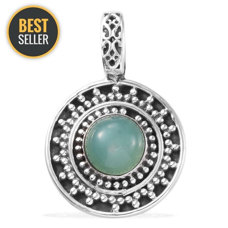 Aquamarine Gemstone Handcrafted Pendant Round Cabochon Stone Boho Pendant 925-Sterling Solid Silver Pendant L#-283779-PCyber2021Birthstone