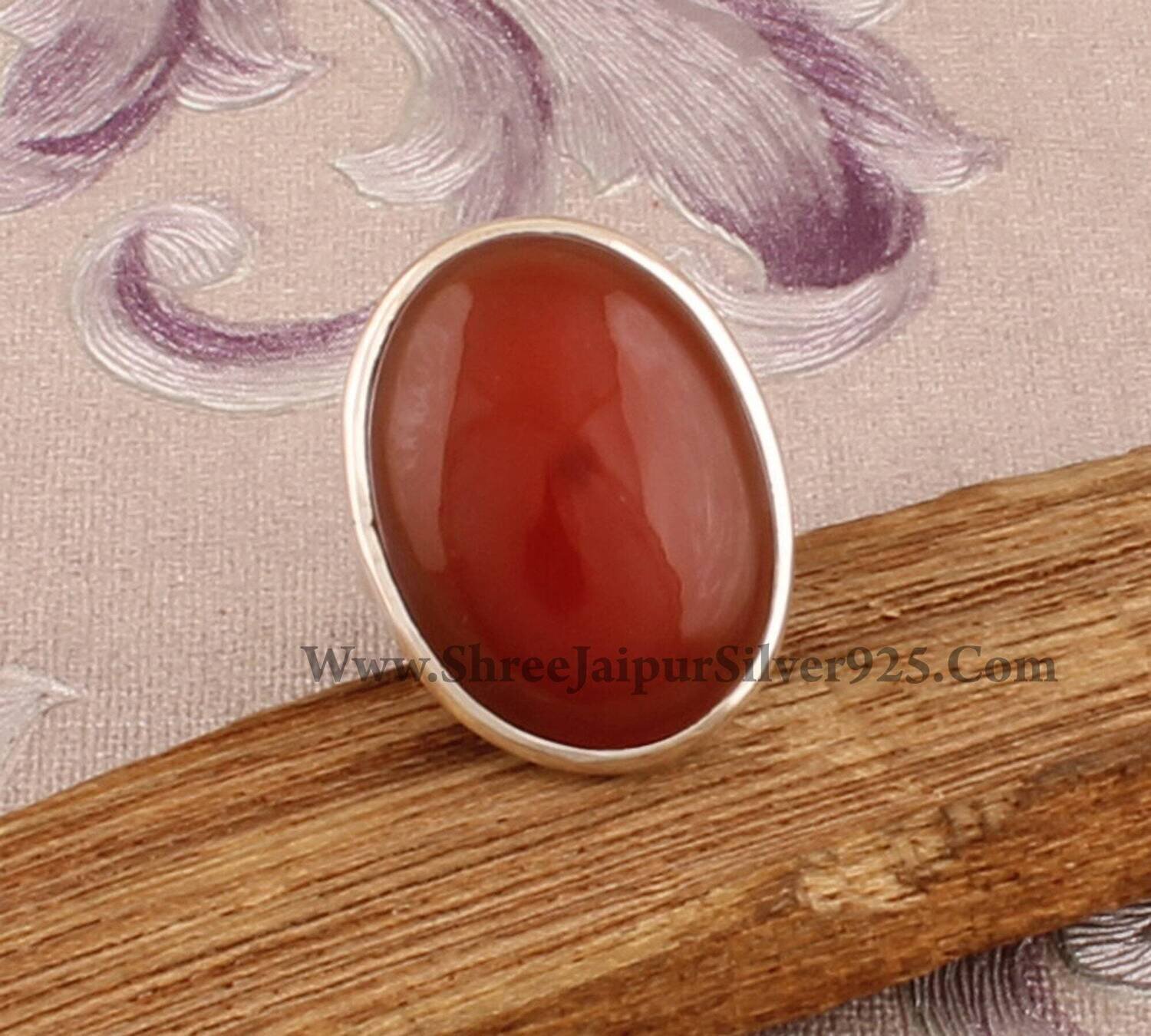 Ring Finger Ring With Natural Red Onyx Gemstone AAA+Quality Gemstone Ring Cabochon Stone Boho Ring 925-Sterling Solid Silver Gift For You
