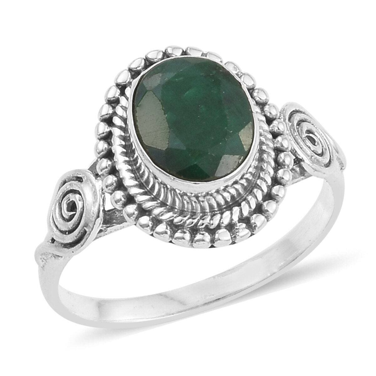 Ring Boho Ring With Natural Emerald 1-Quality Gemstone Ring Cut Transparency Stone Handcrafted Ring Gift For You ! Girls Ring Finger Ring