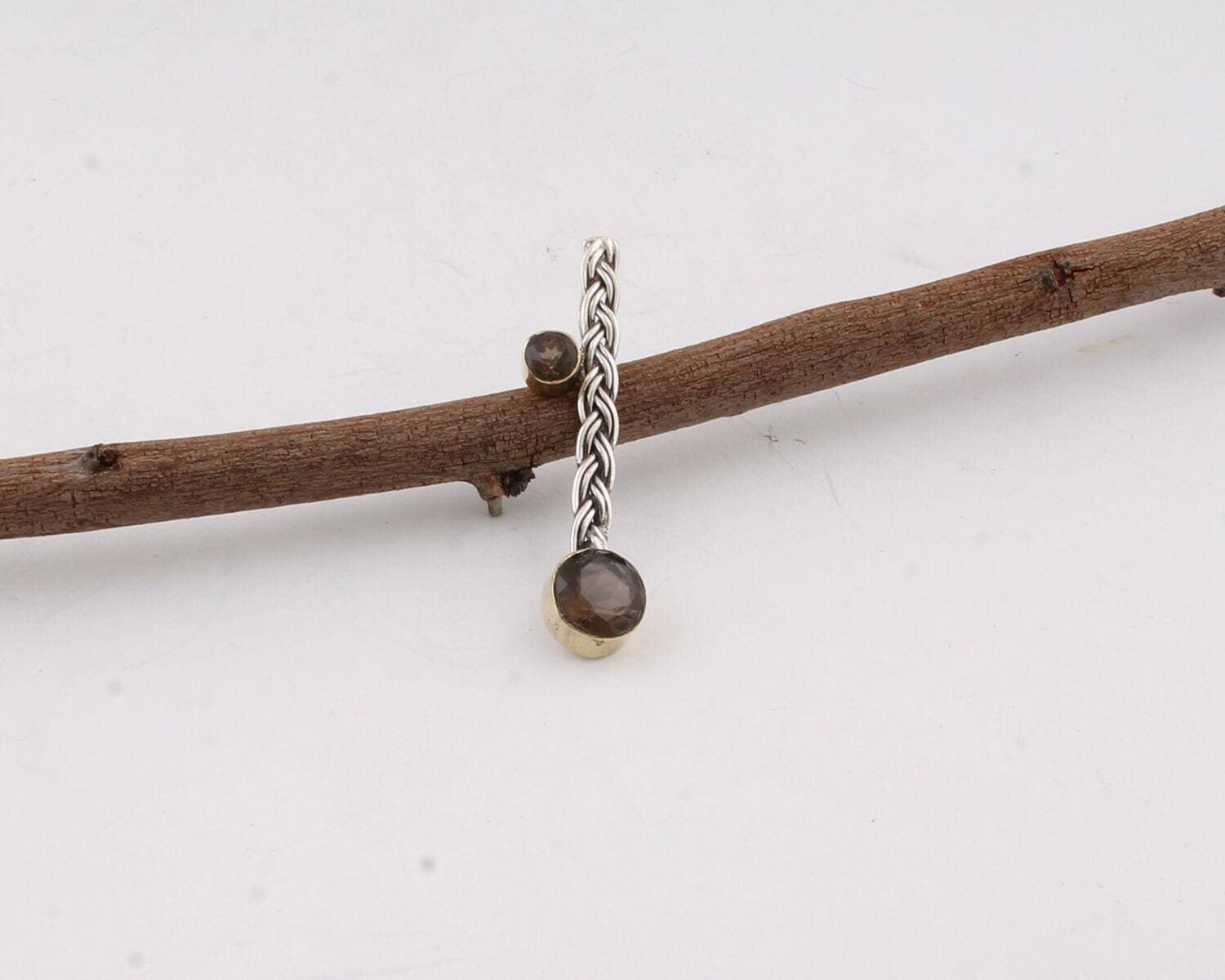 Fancy Shape Pendant 925-Silver Sterling Pendant Smokey Gemstone Black Color Stone And Silver Color Pendant Handmade Pendant L#-282408-E