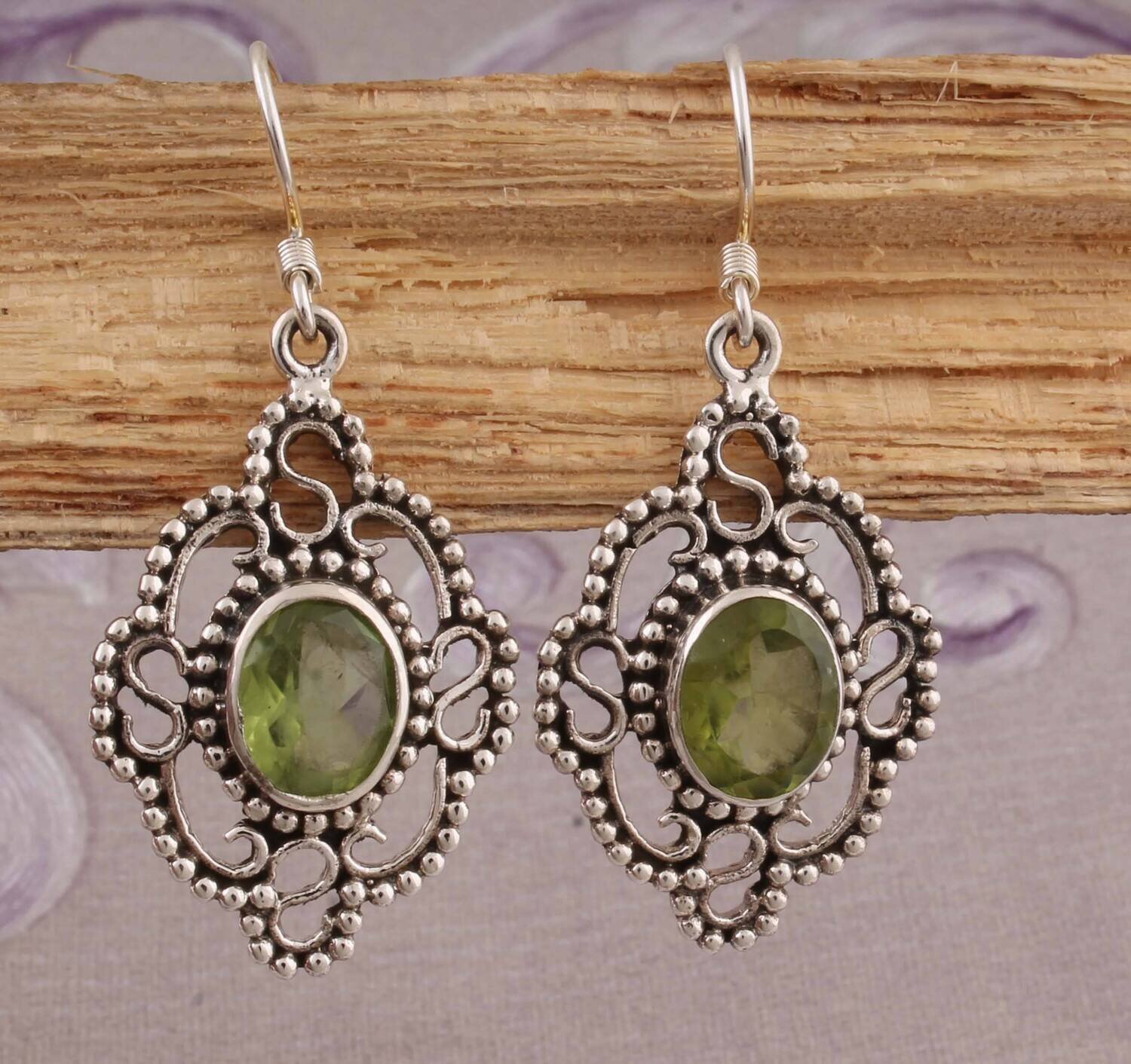 Big Peridot stone 8x10 Top Quality Gemstone Earring 925-Sterling Silver Earring,Antique Silver Earring,Wedding Beautiful Earring Gift For He
