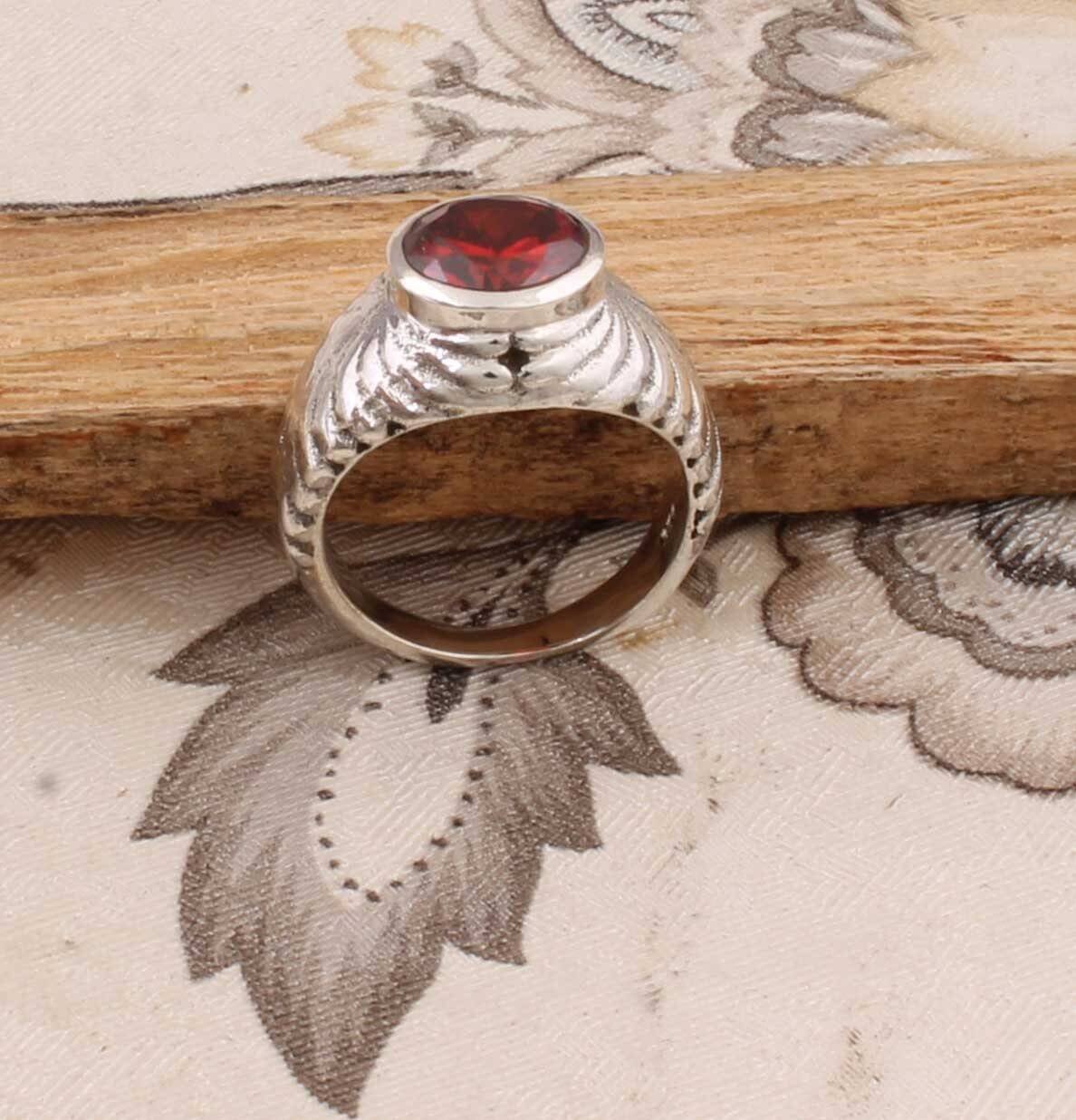 Beautiful Amazing Red Zircon Gemstone Ring 925-Sterling Silver Ring,Ring Finger Ring,Antique Silver Ring Anniversary Gift Item Ring,