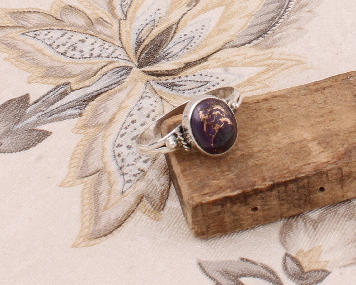 Composite Turquoise Gemstone  Solid 925-Sterling Ring With Ring Cabochon Stone Boho Ring Ring Finger Ring HandcraftedCyber2021Birthstone