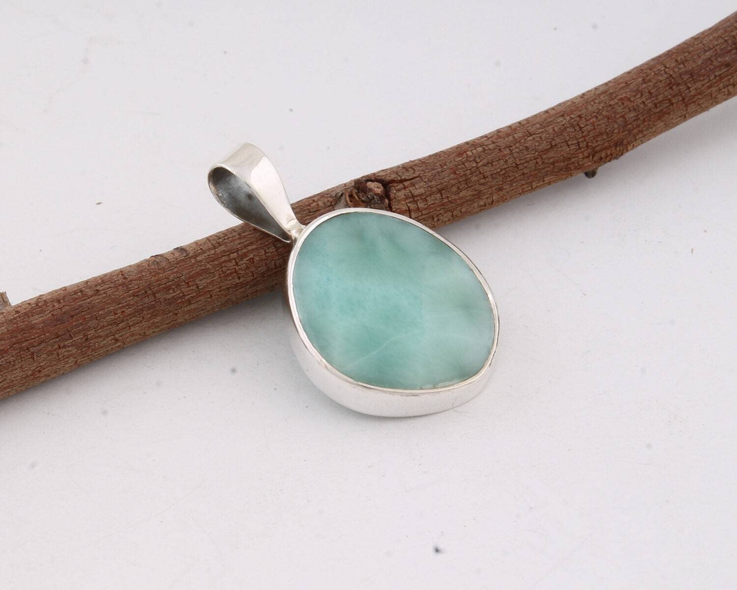 925 sterling silver larimar gemstone pendant- drop shape gemstone pendent-silver 925 pendant-drop pendant-gift pendant-handmade pendant