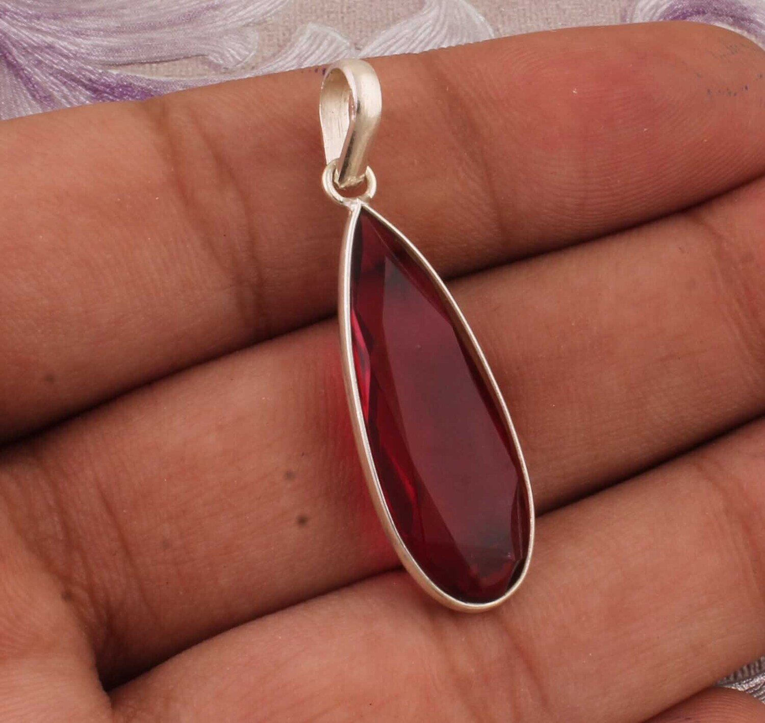 Silver Amazing Glass Flied Ruby Top Quality Gemstone Pendant 925-Sterling Silver Pendant,Simple Pendant,Wedding Pendant One-Of-Kind-Item