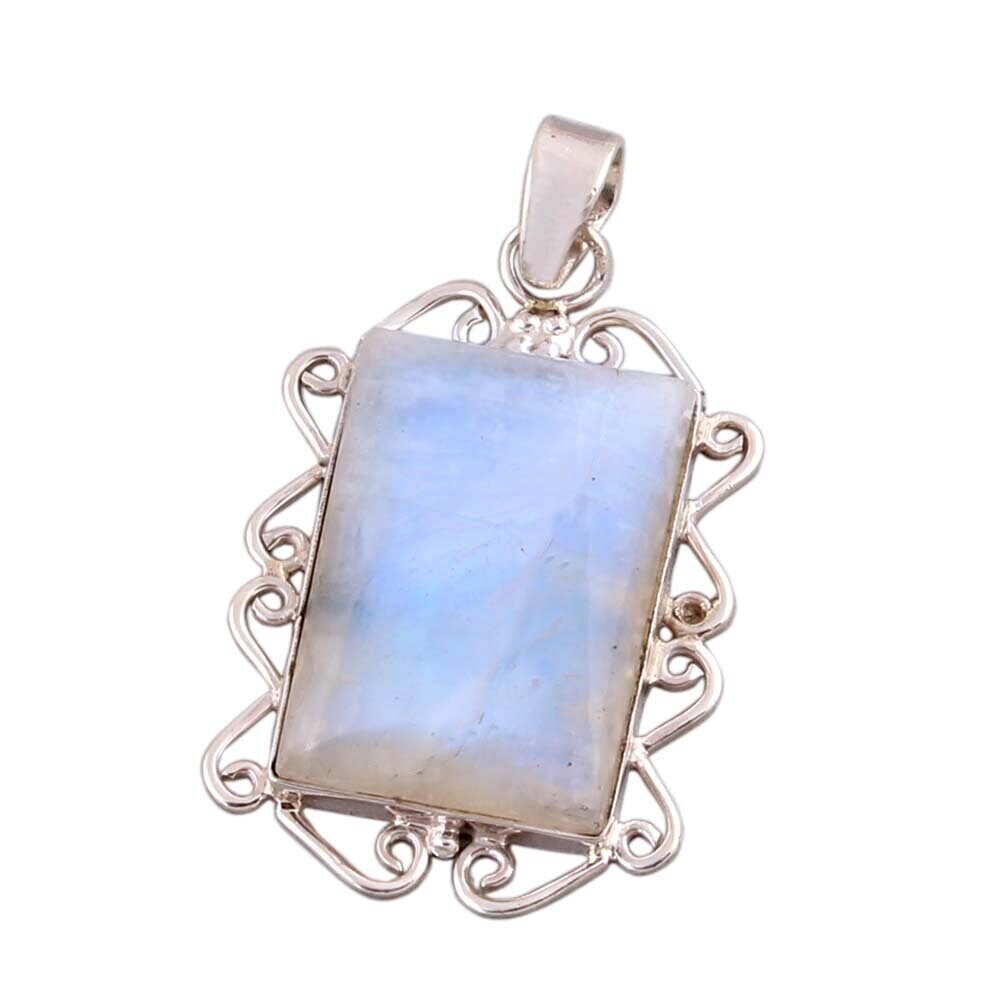 925 Sterling Silver Rainbow Moonstone Gemstone Pendent Antique SilverBestseller2021EtsyBirthstone