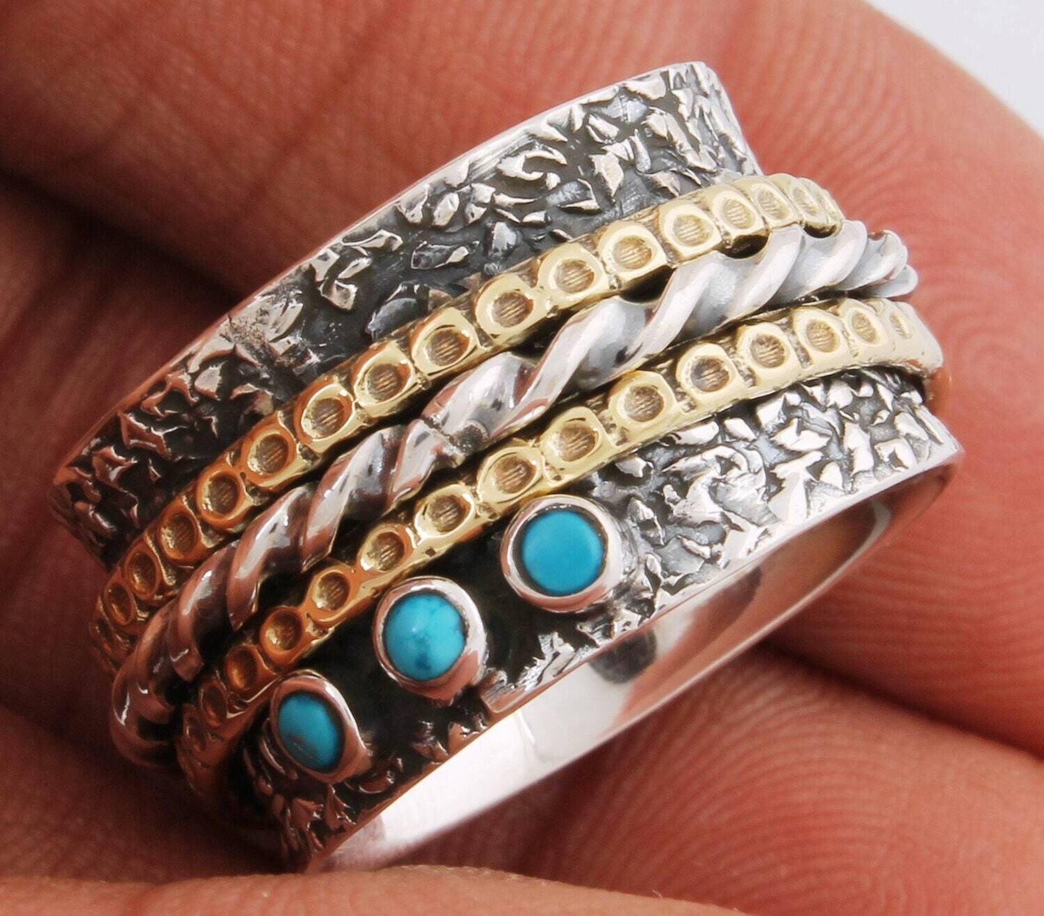 Big Size 925 Sterling Silver Ring (SPINNER RING)- -Meditation Ring- Silver Spinner Ring-925 Sterling Silver thumb Ring-Silver Band Ring