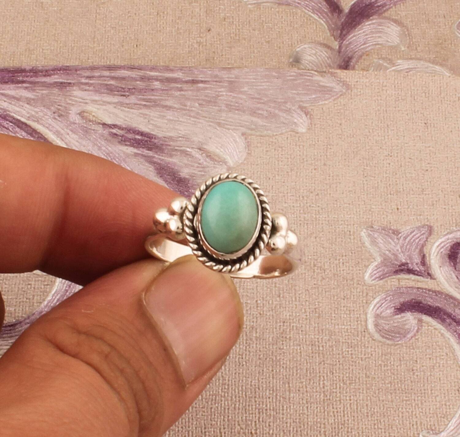 Simple Oval Shape Ring Gift For You 925-Sterling Silver Ring With Turquoise Gemstone Ring Handcrafted Charm Ring-Ring Finger RingBirthstone