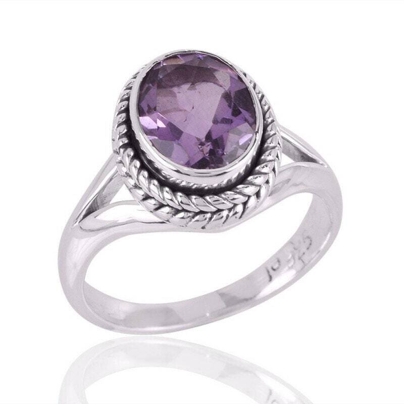 AAA+Quality Amethyst Gemstone Handcrafted Ring Cut Stone Boho Ring 925- Antique Silver Ring,Index Finger Ring Etsy Cyber-2021 L#-284215-R