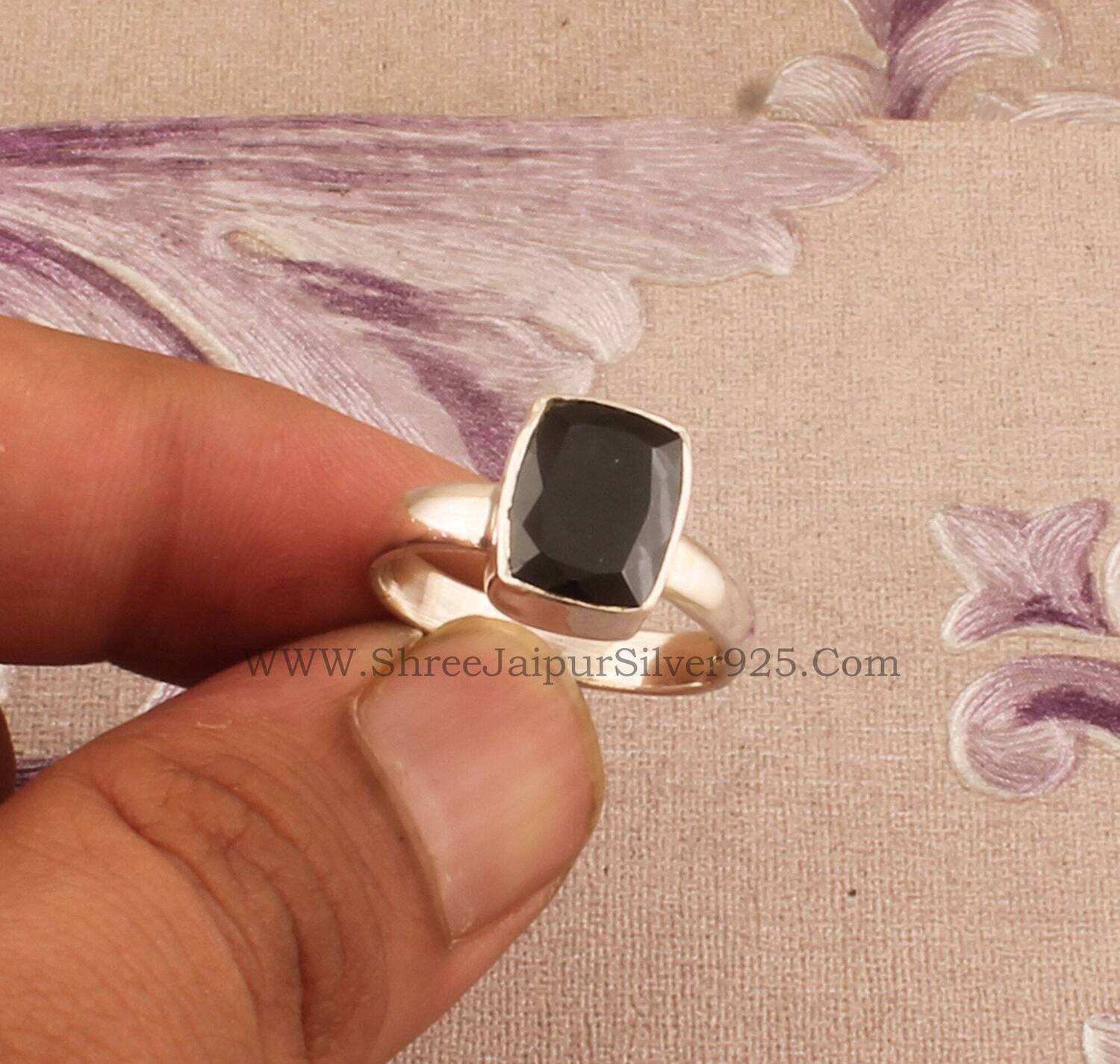Black Onyx Top Quality Gemstone Ring 925-Sterling Silver Ring,Lucifer Ring,Middle Finger Ring Gift For HerCyber2021Birthstone