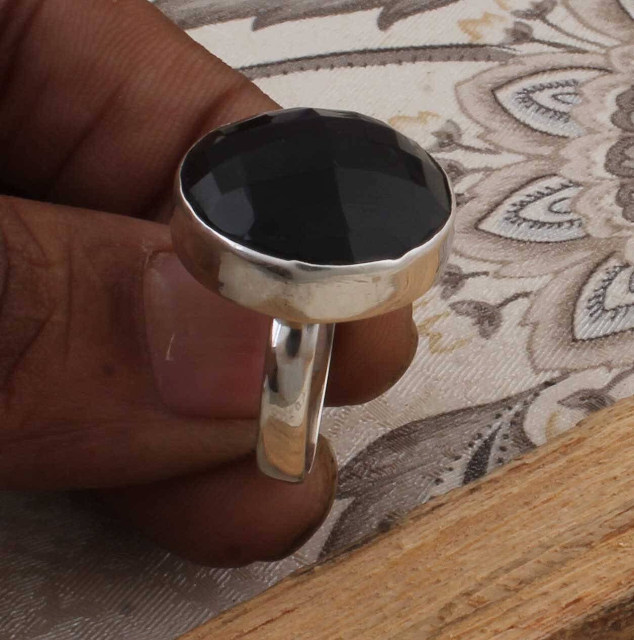Natural Black Onyx Top Quality Gemstone Ring 925-Sterling Silver Ring,Simple Ring,Antique Silver Ring,Engagement Ring Gift Item Ring