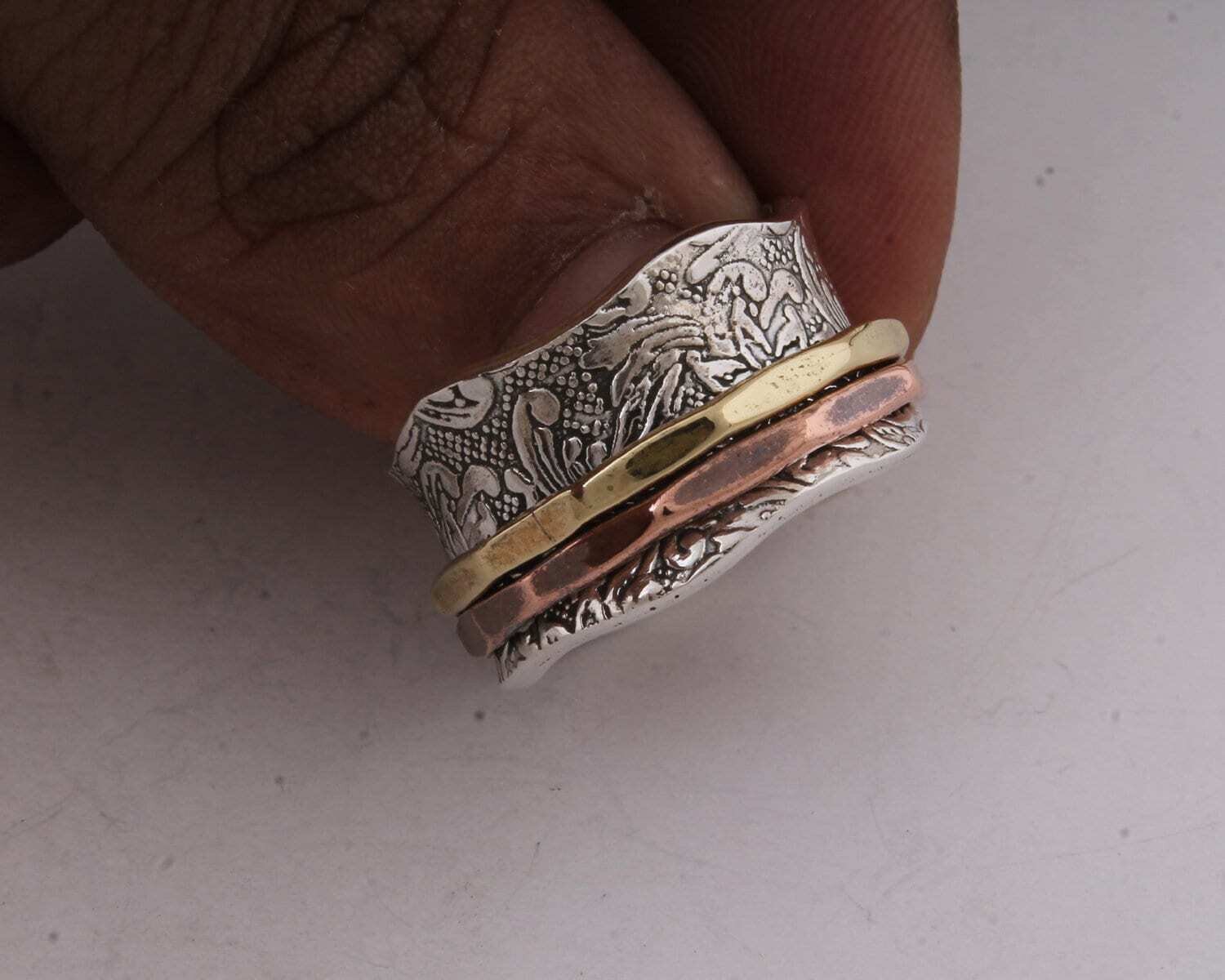 Big Size 925 Sterling Silver Ring (SPINNER RING)- -Meditation Ring- Silver Spinner Ring-925 Sterling Silver thumb Ring-Silver Band Ring