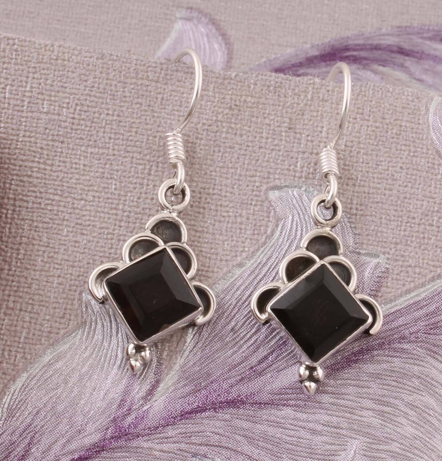 Black Onyx Top Quality Gemstone Earring,Boho Earring 925-Sterling Silver Earring,Wedding Earring,Antique Silver EarringBirthstone