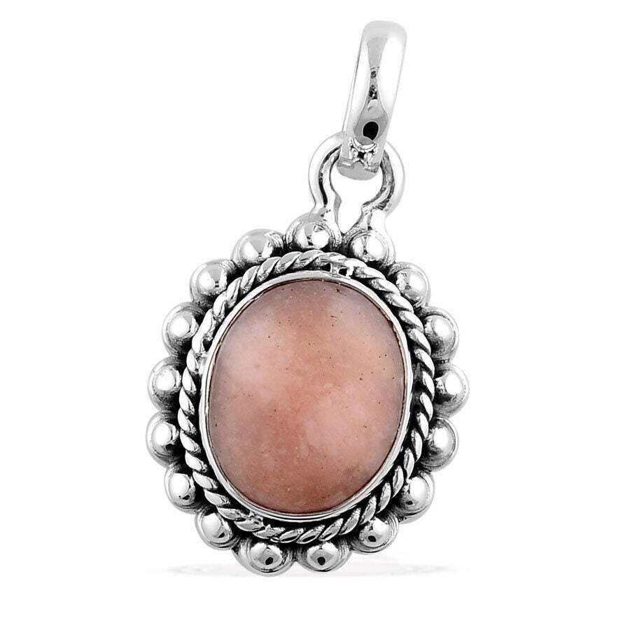 Natural Amazing Pink Opal Gemstone Designer Pendant Oval,Opaque Stone Boho Pendant 925-Antique Silver Pendant Gift For ChristmasBirthstone