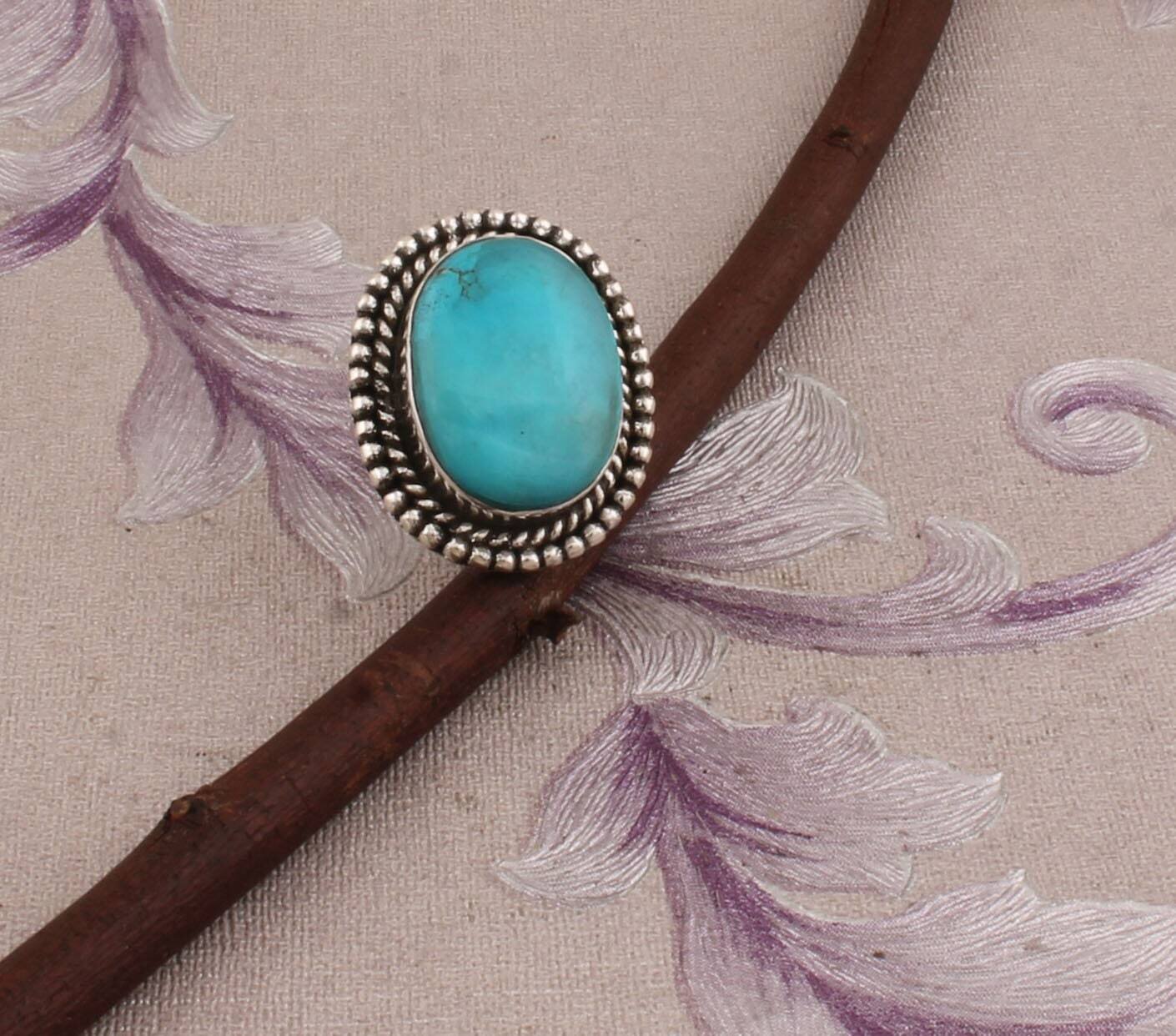 Sleeping Beauty Turquoise Gemstone Ring, 925 Silver Rings For Women, Blue Oval AAA+Quality, December Birthstone, Celtic, Rustic, Sister Gift
