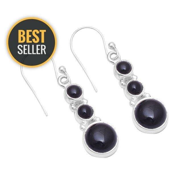 925-Sterling Solid Silver Earring With Red Garnet Gemstone Handcrafted Earring Cabochon Stone Boho Earring Gift For You ! L# -284133-E