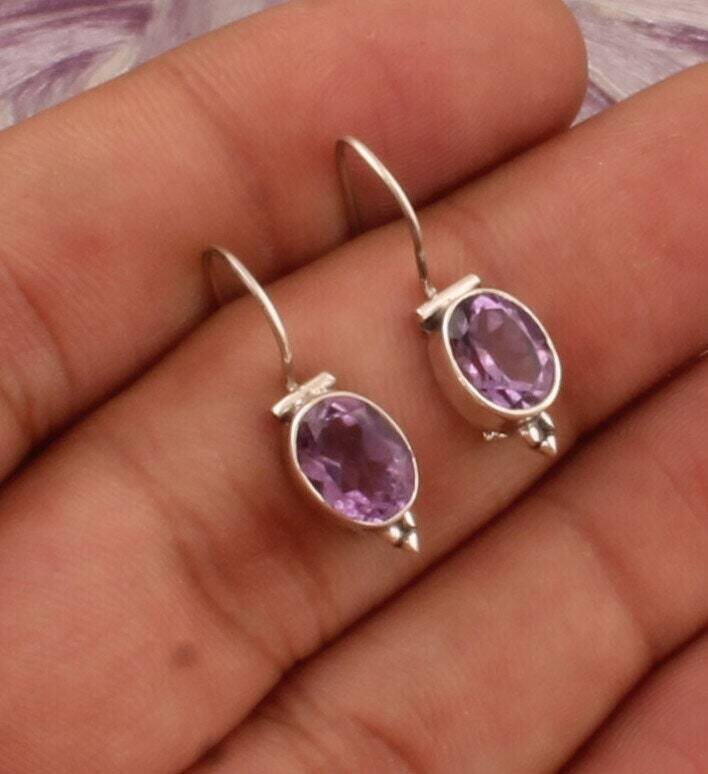 Faceted Multi Oval Shape Gemstone Earrings, 925 Sterling Silver Earrings, Designer Silver Earrings, Handmade Earrings, Christmas Gift Idea