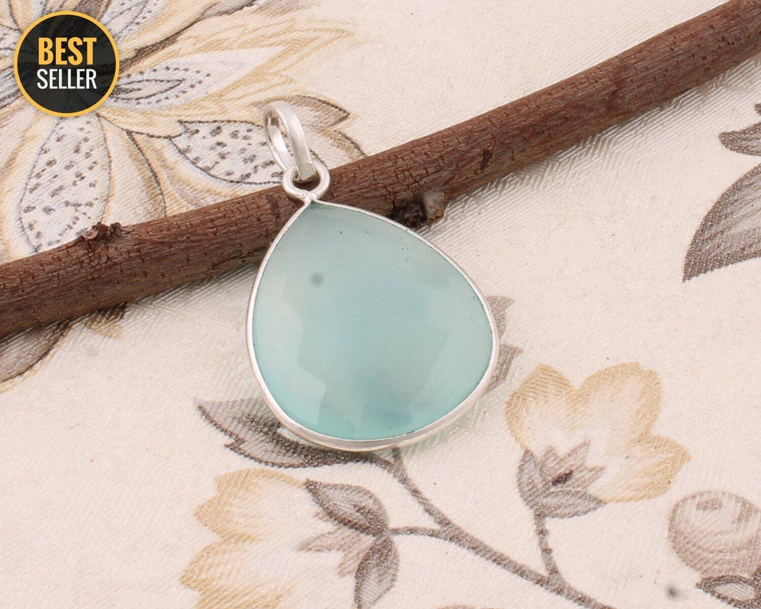 Soid Silver Simple Pear Shape Pendant Solid 925-Sterling Silver Pendant With Natural Onyx Gemstone Pendant Cut &amp; Transparency Stone Boho Pen
