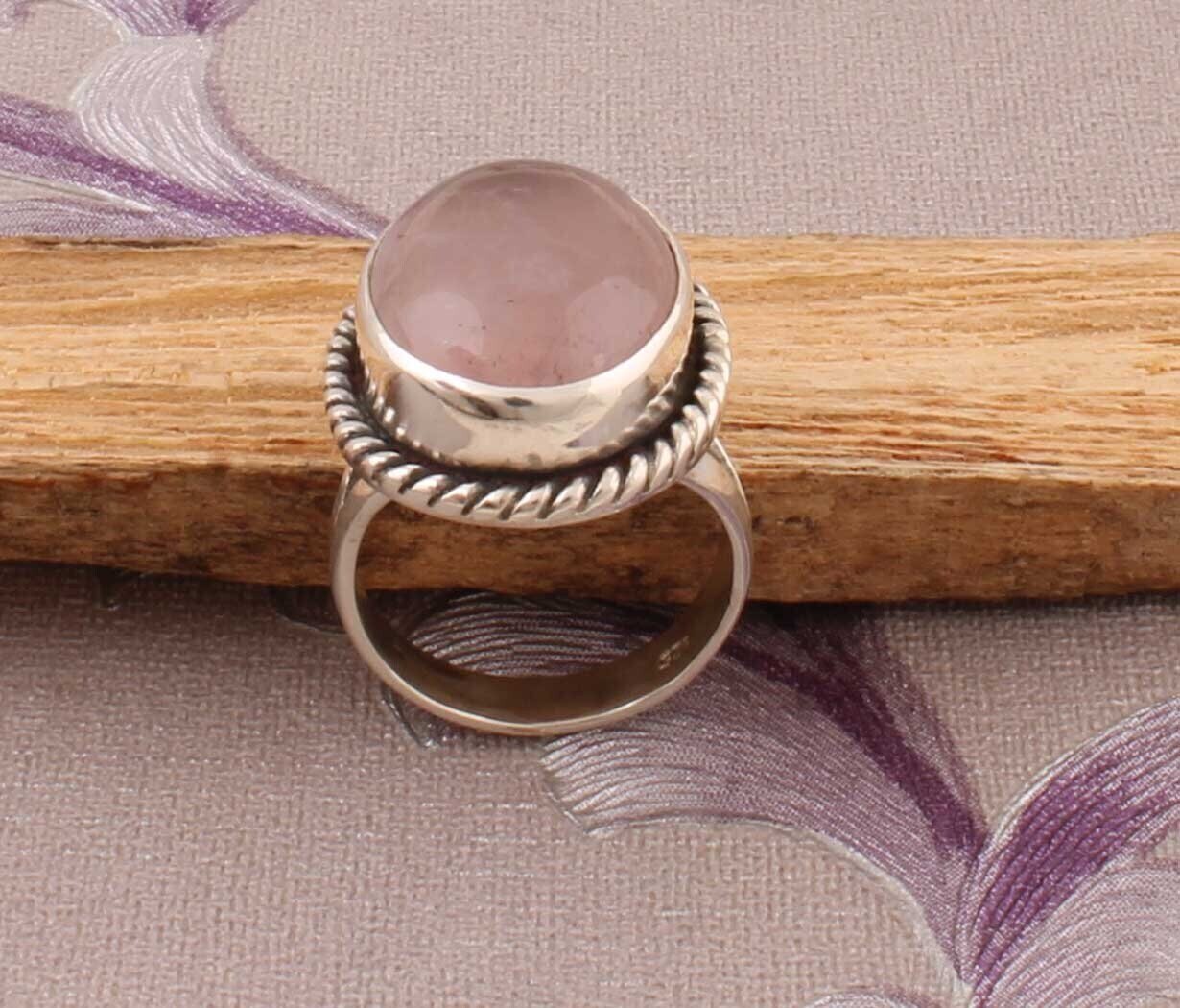 Natural Amazing Rose Quartz AAA+Quality Gemstone Ring 925-Sterling Silver Ring,Engagement Ring,Antique Silver Ring,Middle Finger Ring