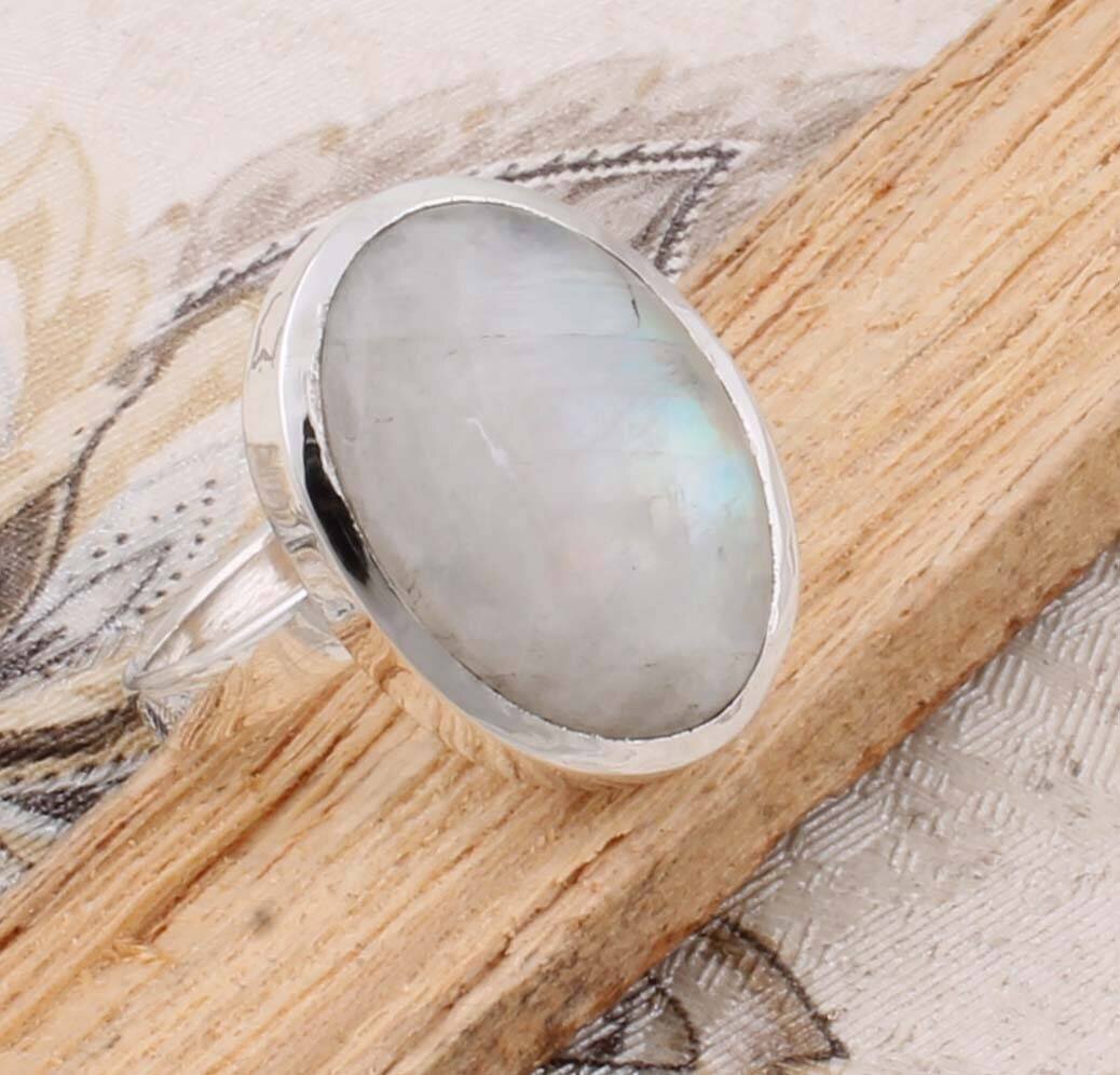 Rainbow Moonstone AAA+Quality Gemstone Ring Cabochon, Fire Stone Boho Ring 925-Antique Silver Ring,Middle Finger Ring Etsy Cyber-2021