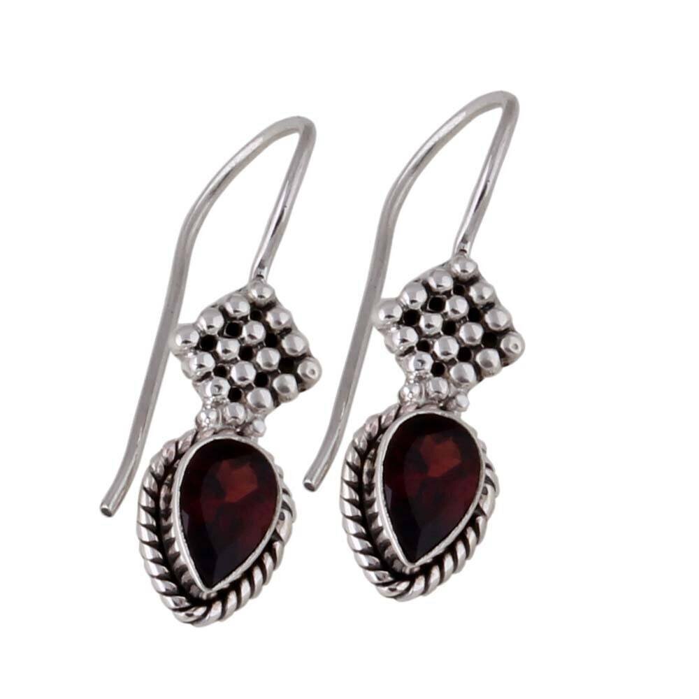 Garnet Simple Earring  Natural Amazing Red Garnet Top Quality Gemstone Earring 925- Silver Sterling Pear Shape Earring Handmade Earring