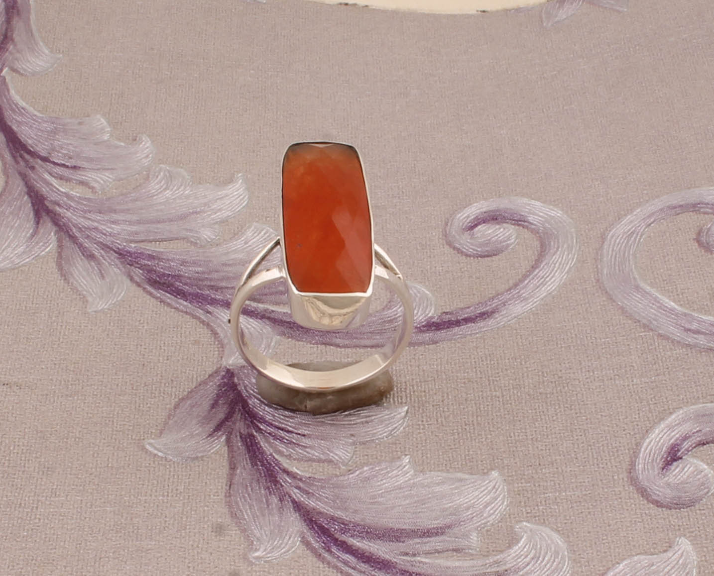 Carnival Red Onyx Top Quality Gemstone Ring,Cut,Faceted,Baguette Shape Stone Ring 925-Sterling Silver Ring,Middle Finger Ring,Long Ring