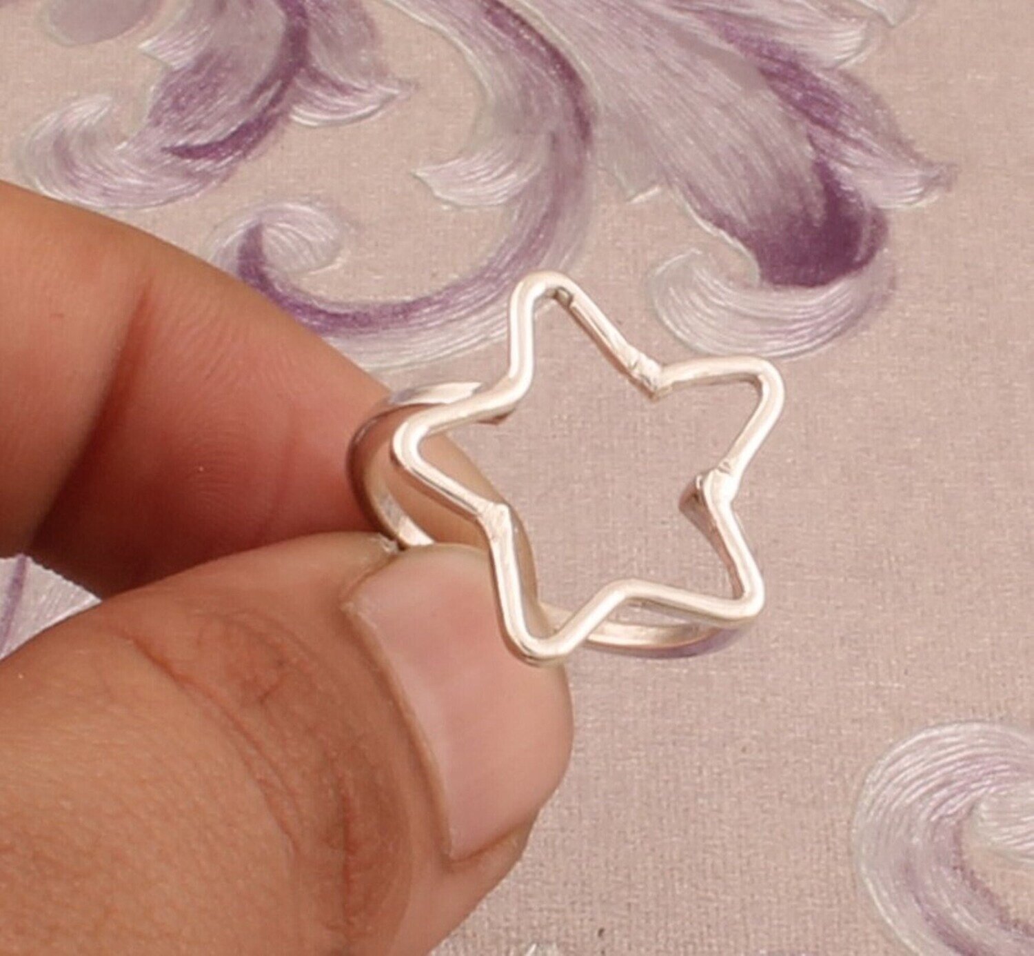 Silver Star Ring, 925 Sterling Silver Ring, Designer Star Shaped Ring, Handcrafted Ring, Everyday Jewelry, Christmas Gift IdeaBirthstone