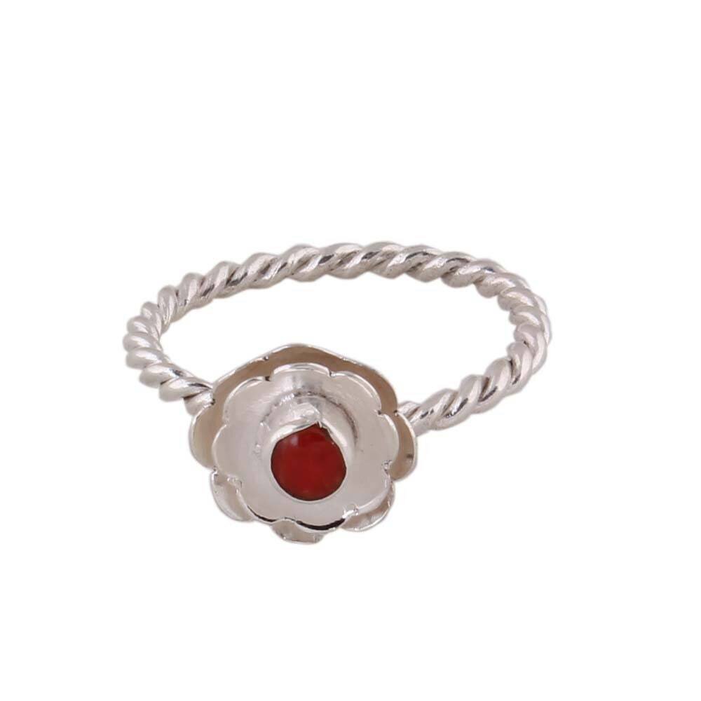 Coral Ring, Round Cab Red Coral Sterling Silver Ring, Coral Solid silver Ring Jewelry, Artisan Gift JewelryCyber2021Bestseller2021Etsy
