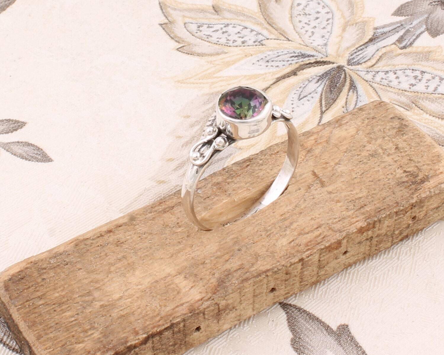 925-Sterling Silver Solid Ring With Natural Mistik Topaz Top Quality Gemstone Ring Cut &amp; Doubal Color Stone Boho Ring Middle Finger Ring Chr