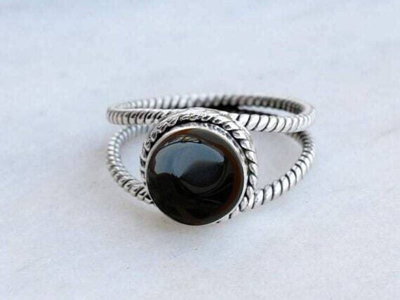 Black Onyx Gemstone Handcrafted Ring Cabochon Stone Boho Ring 925-Antique Silver Ring,Index Finger Ring Etsy Cyber-2021 L#-284222-RCyber2021