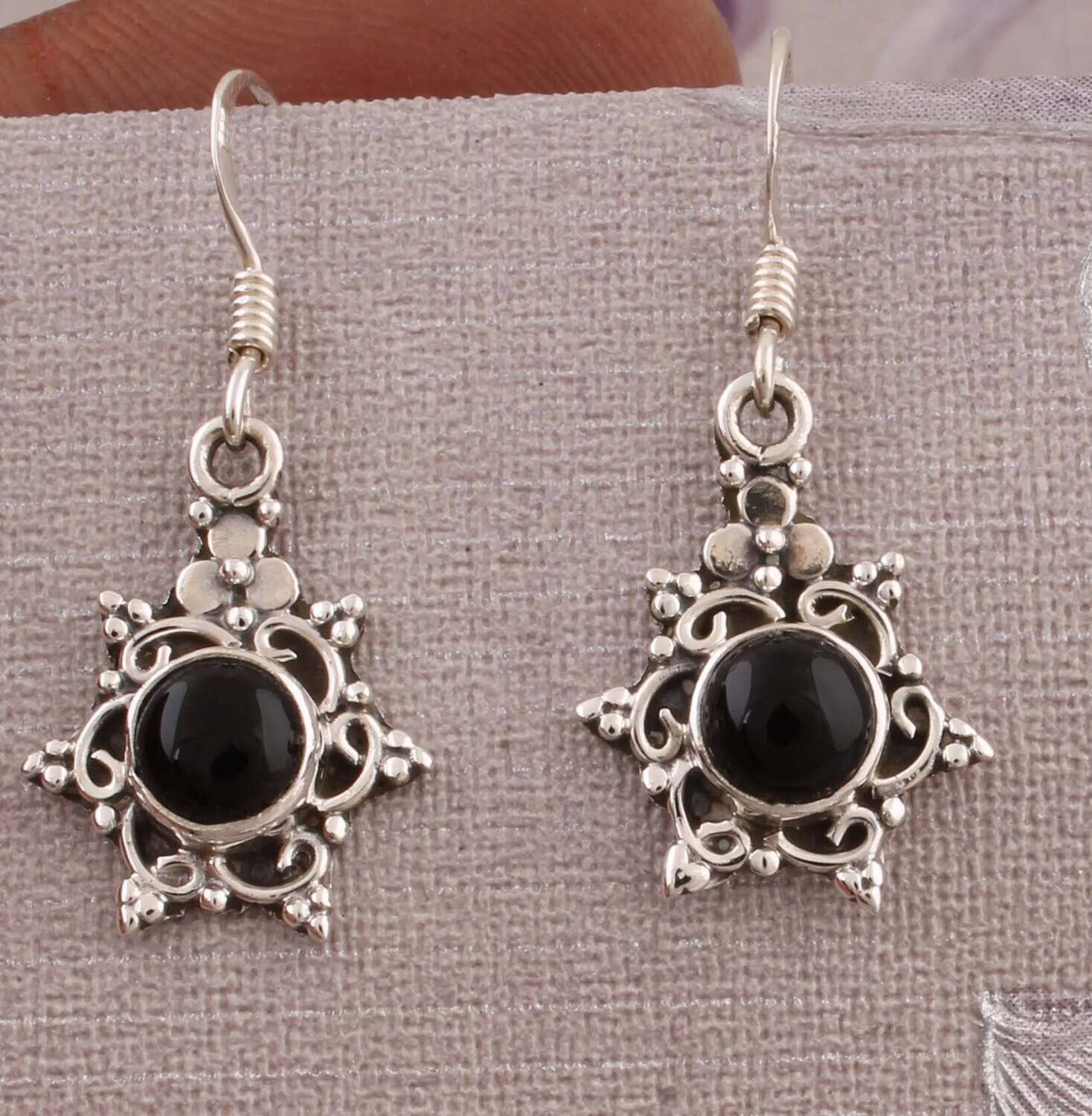 Natural Black Onyx AAA+Quality Gemstone Earring 925-Sterling Silver Earring,Antique Silver Earring,Wedding Beautiful Earring Gift For Her
