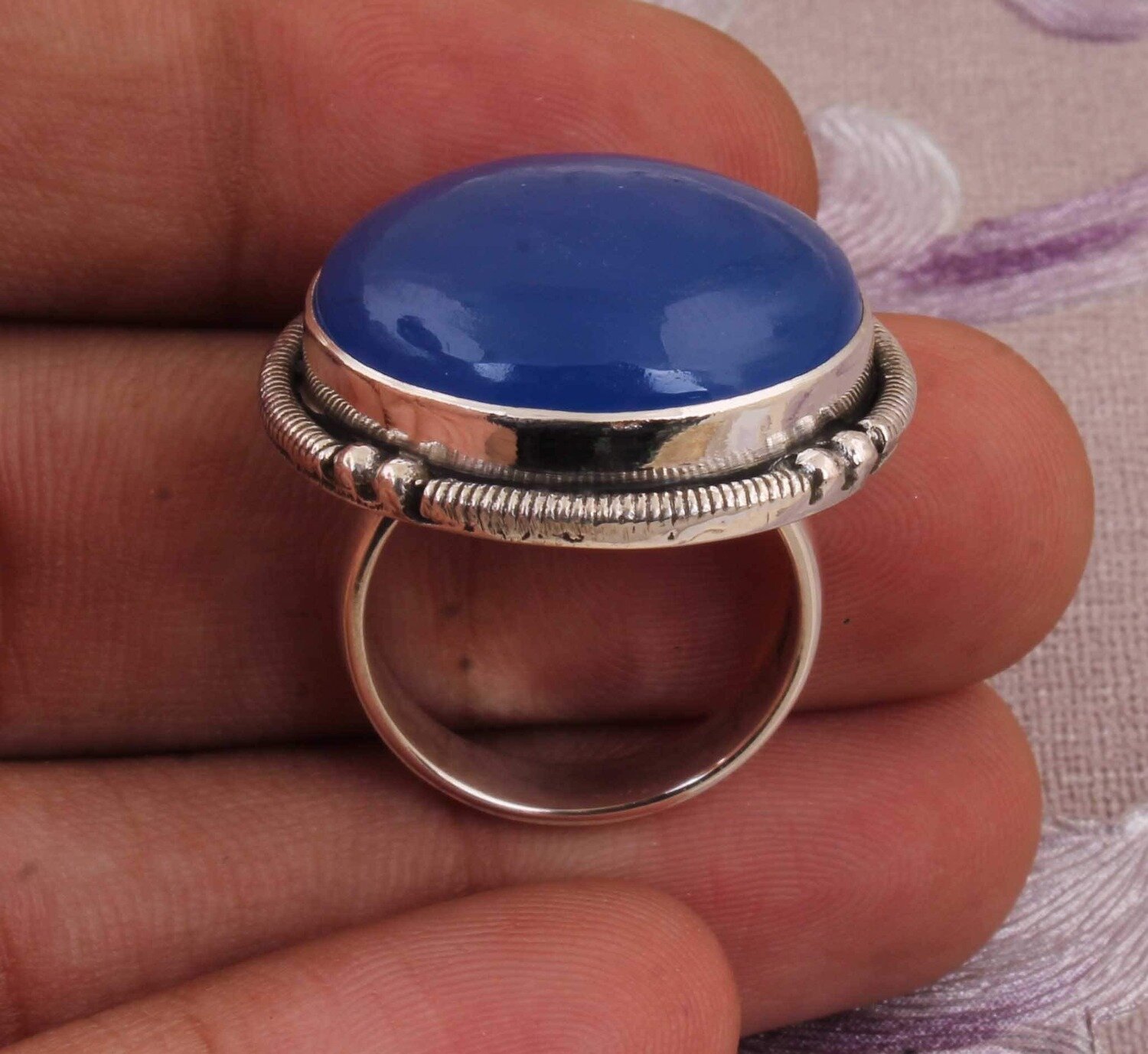 Amazing Blue Jade Top Quality Gemstone Ring 925-Sterling Silver Ring,Antique Silver Ring-Ring Finger Ring Engagement Ring Gift Item Ring