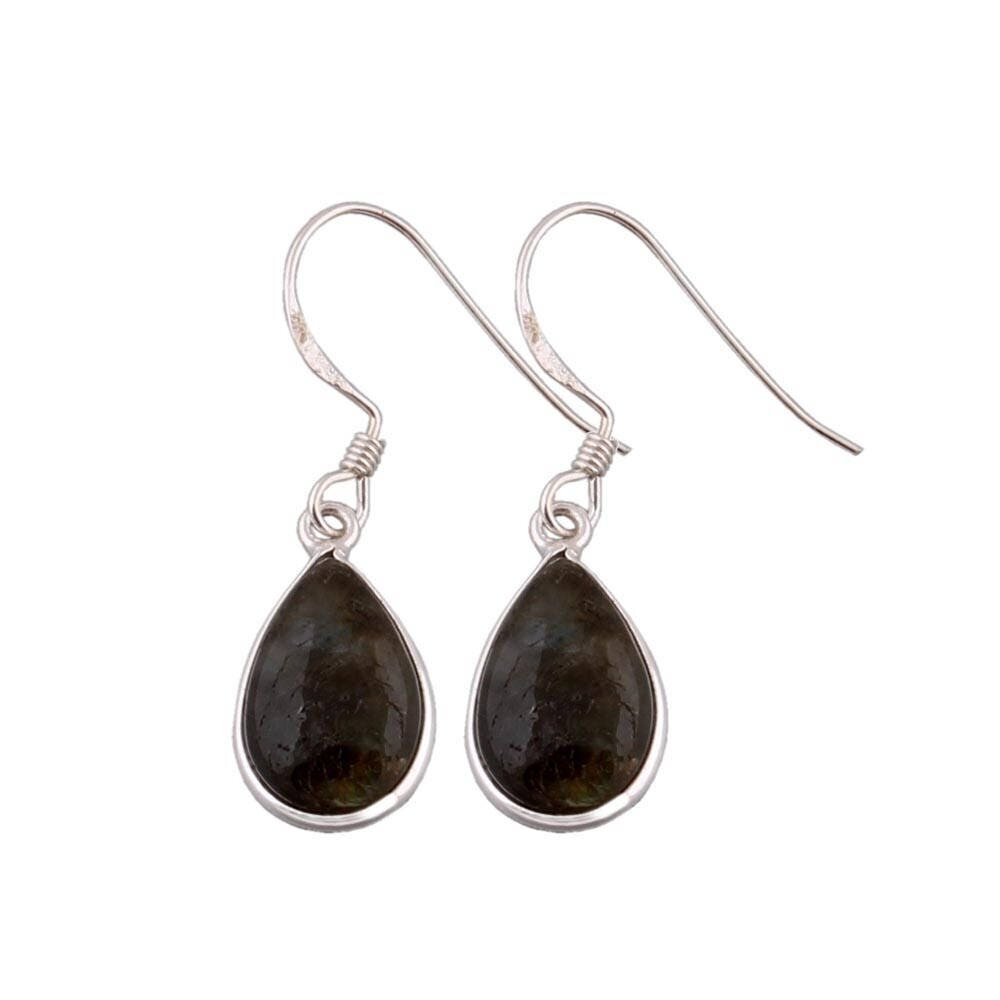 Natural Labradorite Gemstone Solid 925 Sterling Silver Earrings, Pear Shape Designer Earring, Christmas Gift For HerBirthstone