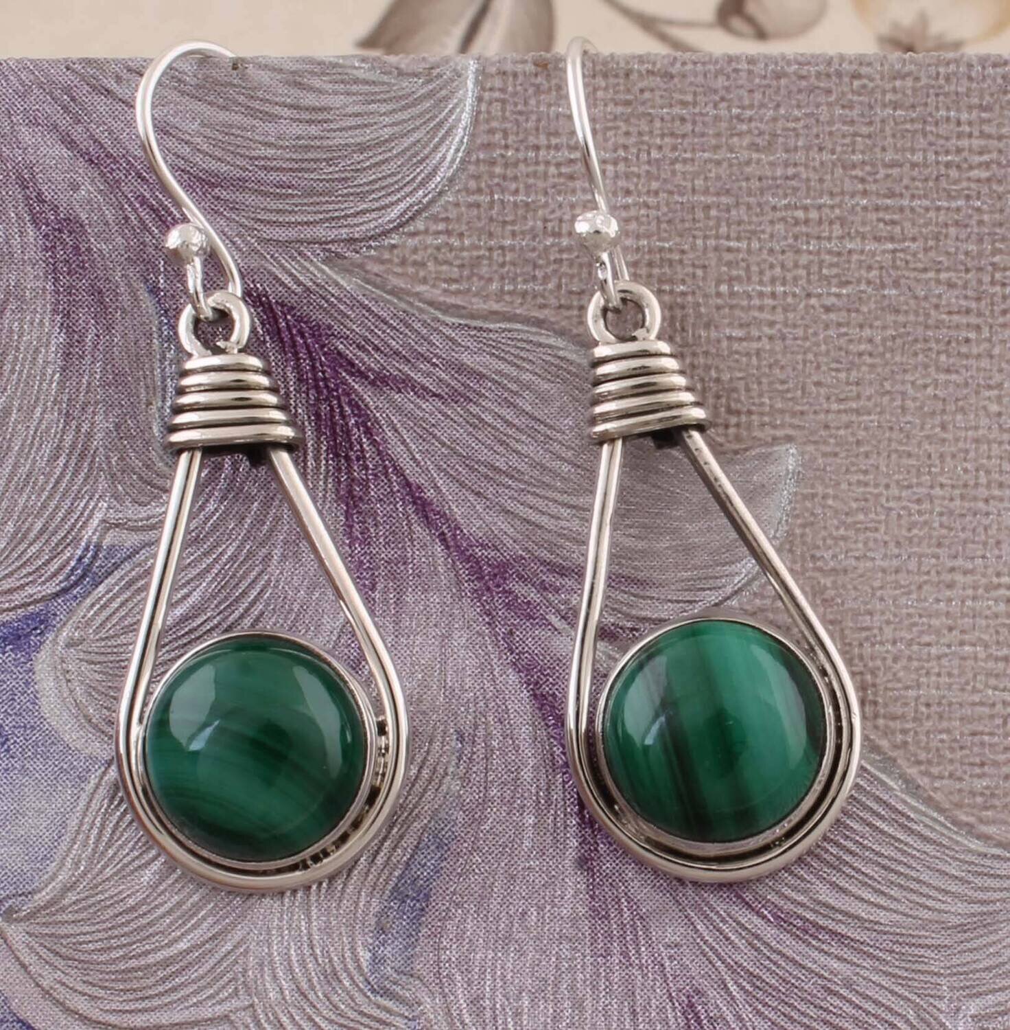 Natural Amazing Malachite Top Quality Gemstone Earring 925-Sterling Silver Earring, Earring,Antique Silver Earring,Wedding EarringBirthstone