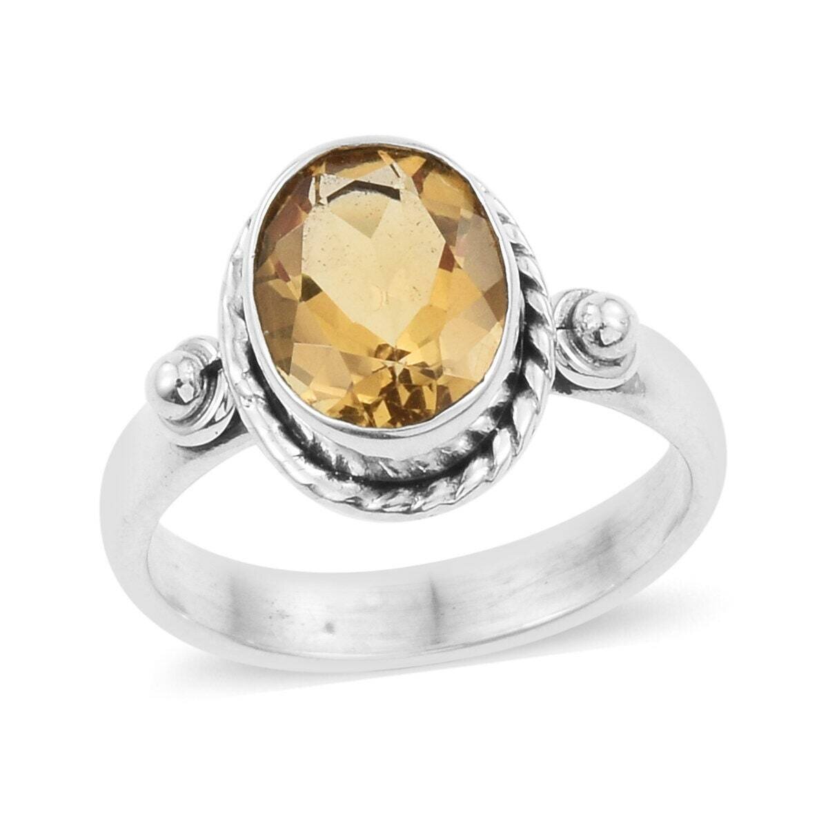 Citrine Top Quality Gemstone Ring Oval Stone Boho Ring 925-Sterling Solid Silver Ring,Middle Finger Ring Etsy Cyber Valentine's Day Gift