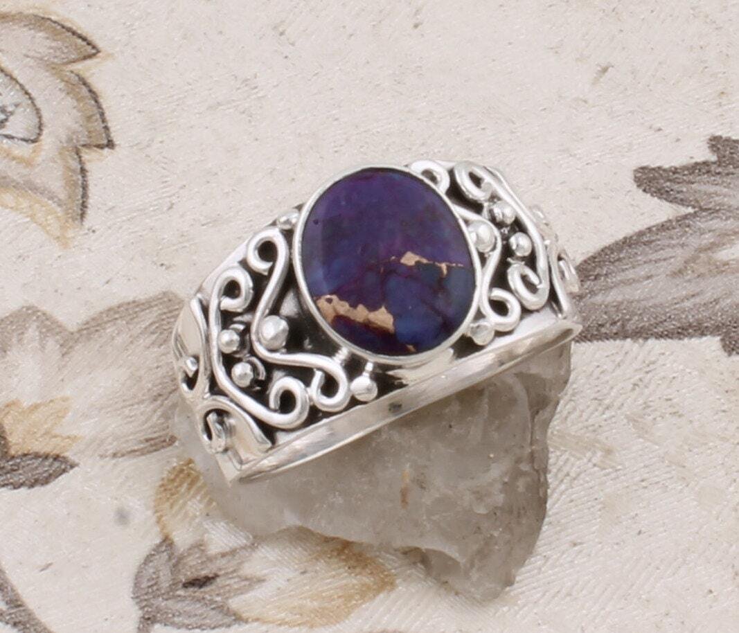 AAA+Quality Beautiful Turquoise Gemstone Ring, Cabochon Oval Shape Boho Ring 925 Antique Silver Ring, Middle Finger Ring, Boho Ring, Gift