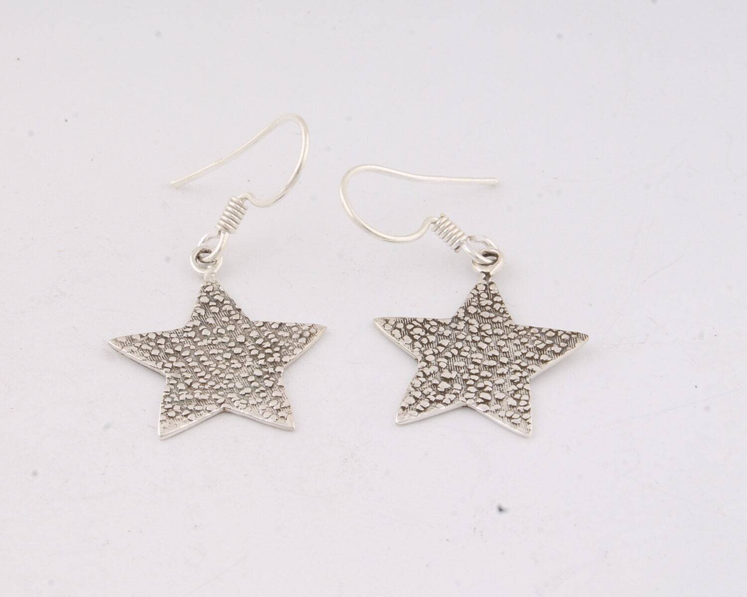 Star Shape Earring 925-Silver Sterling Earring  Handmade Earring Silver,Solid Earring Plain &amp; Charm Earring Antique Silver