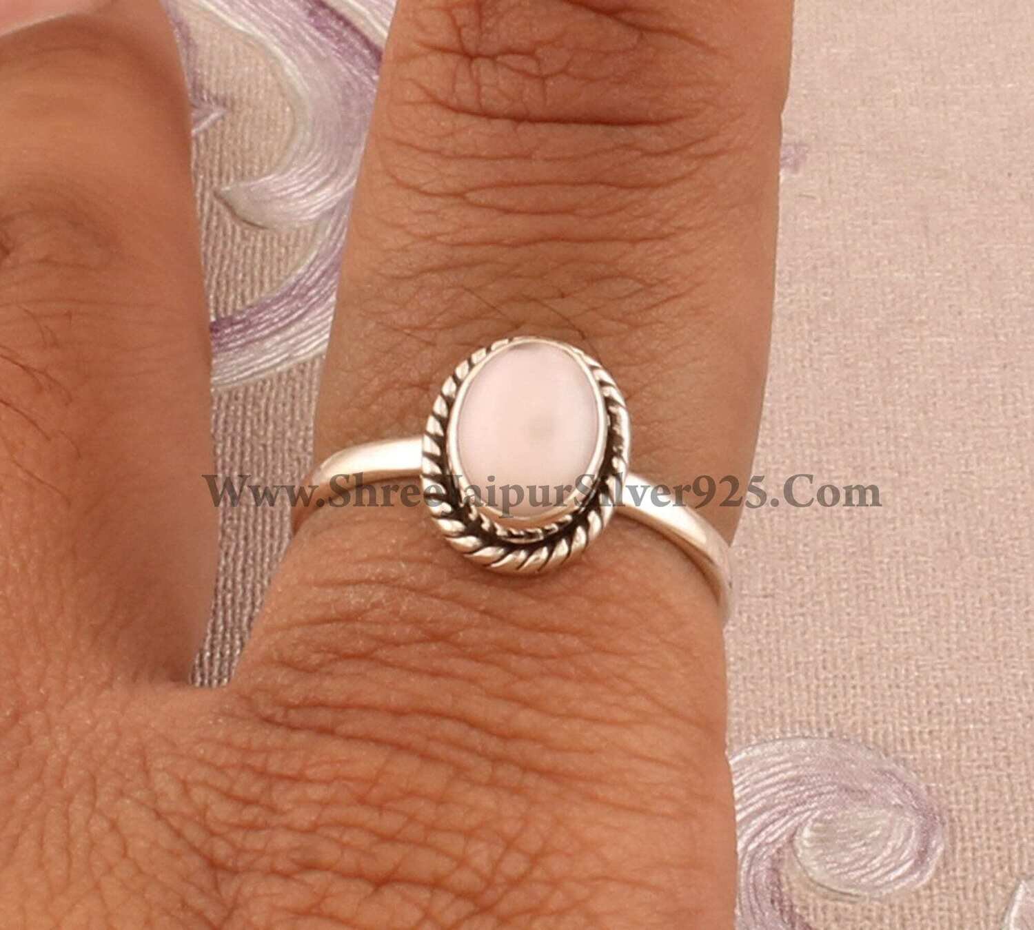 Solid 925-Sterling Silver Ring With Natural Pink Opal AAA+Quality Gemstone Ring  Handcrafted Boho Ring-Ring Finger Ring Gift For You !