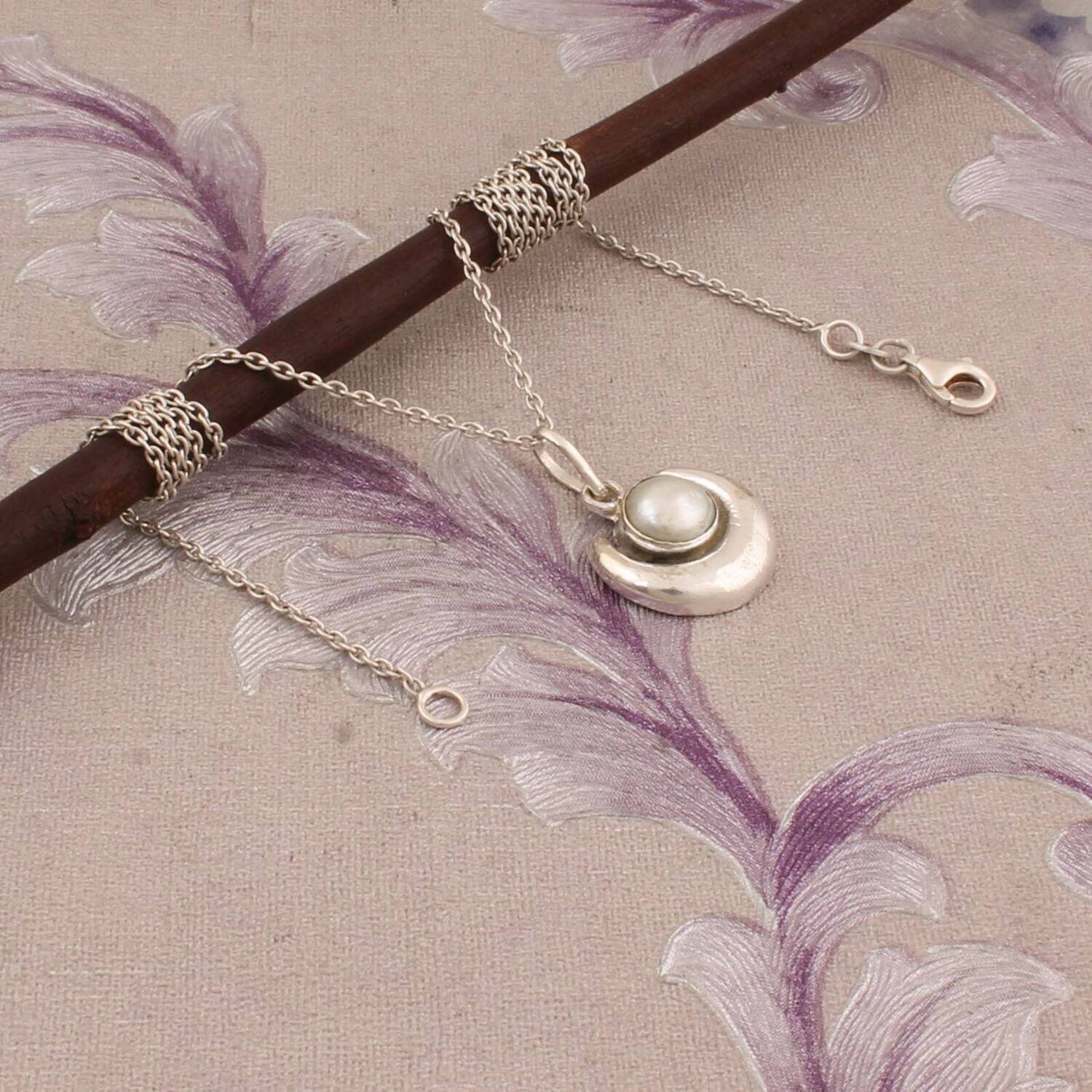 Solid Pearl Moon For Child 925 Sterling Silver Necklace Pendant, Handmade Jewelry, Women Weddings Jewelry Gifts For Her