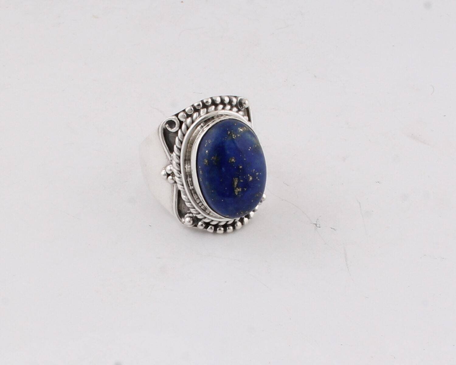 Natural Amazing Lapis Gemstone Ring Oval Cabochon Stone Boho Ring 925-Silver Sterling Ring Handcraft Ring(Ring Finger Ring) Etsy Cyber-2021