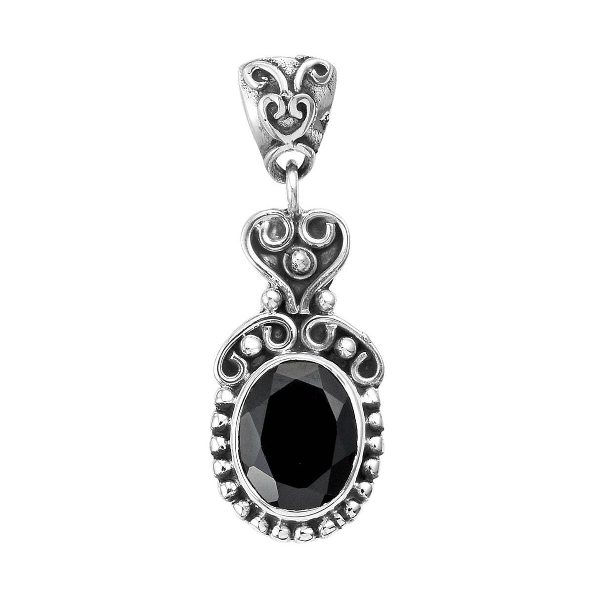 Natural Black Onyx Gemstone Handcrafted Pendant Opaque,Cut Stone Boho Pendant 925-Antique Silver Pendant Etsy Cyber Valentine's Day Gift