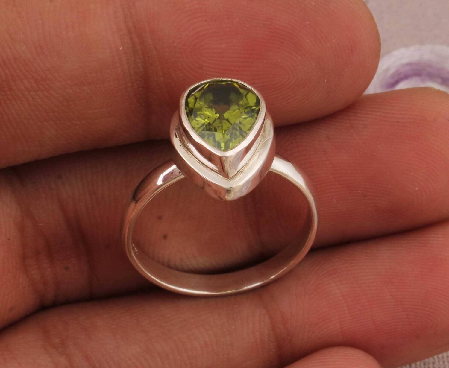 Beautiful Peridot Top Quality Gemstone Ring  Sterling Silver Ring,Antique Silver Ring-Ring Finger Ring Engagement Ring Gift Item Ring