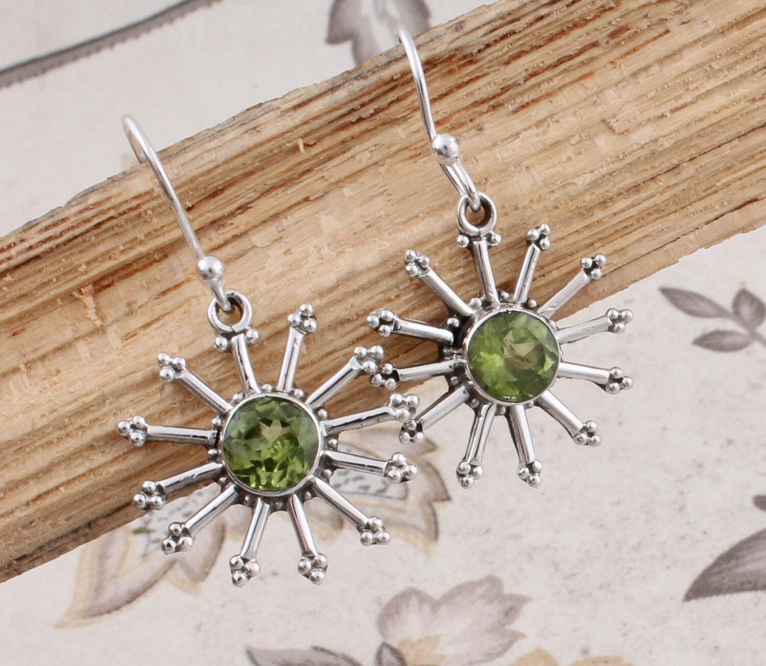 Natural Peridot Top Quality Gemstone Handcrafted Earring Cut Stone Boho Earring 925-Antique Silver Earring Etsy Cyber Valentine's Day Gift