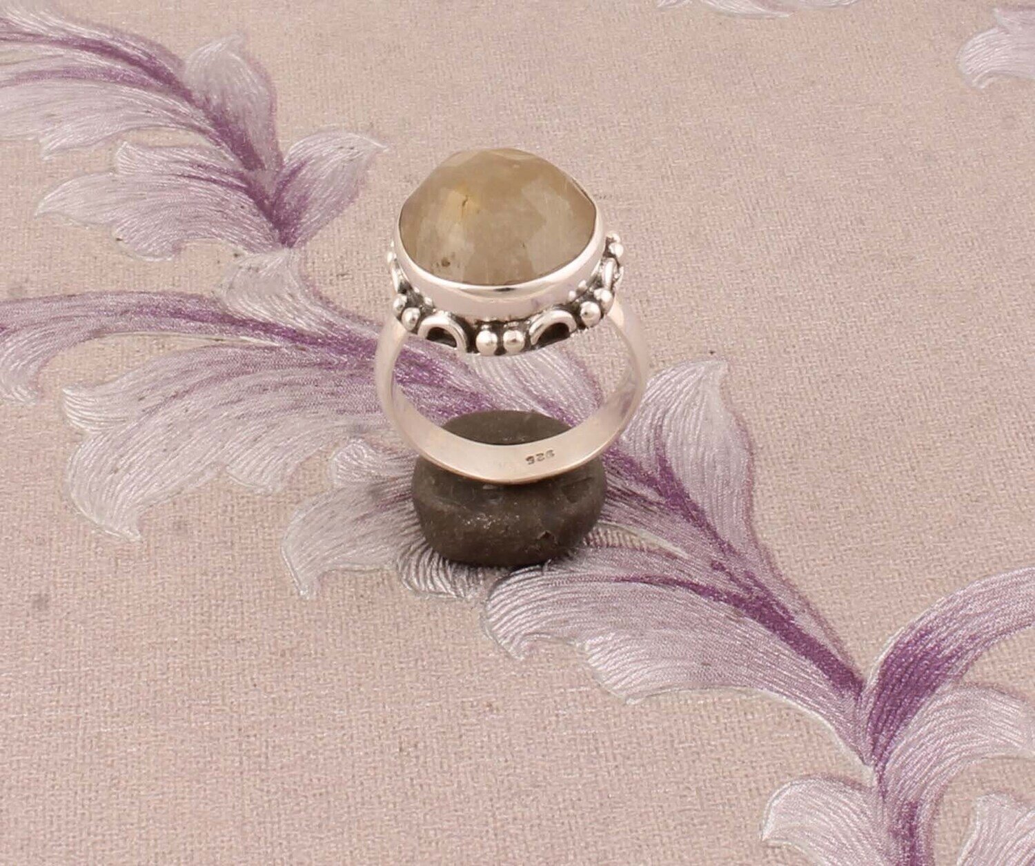 Natural Golden Rutile Top Quality Gemstone Ring,925-Sterling Silver Ring,Antique Silver Ring,Middle Finger Ring,Simple Ring,Gift For Her !!